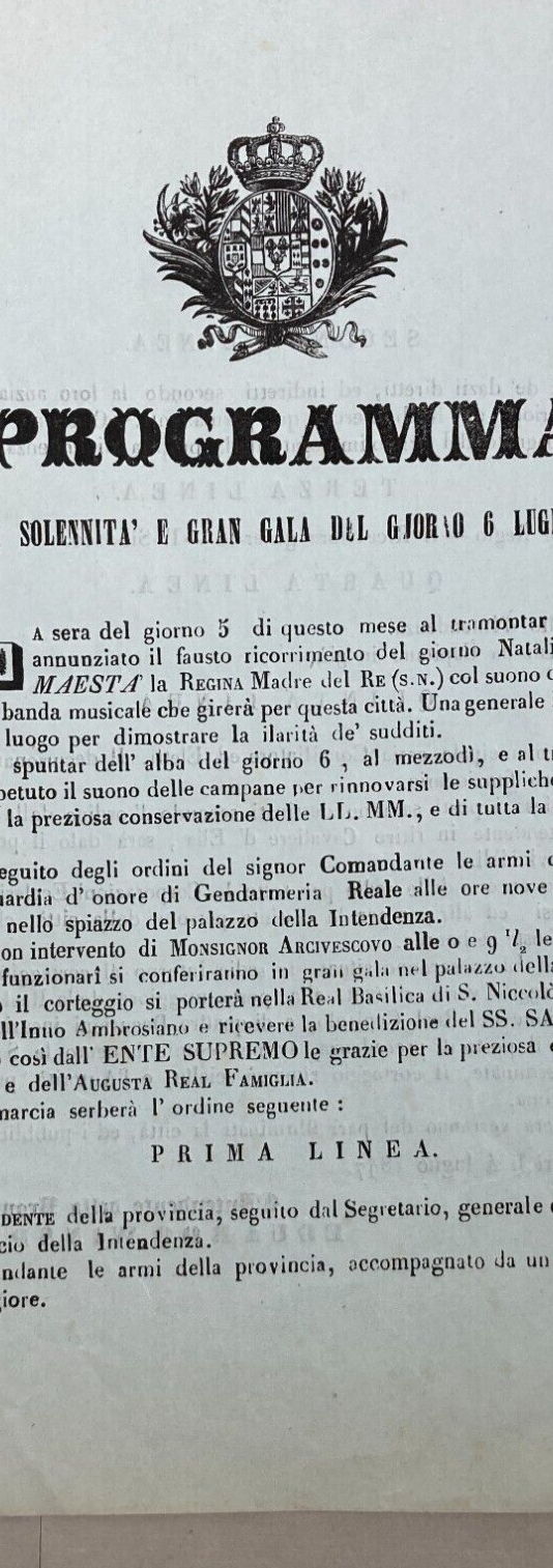 Puglia, Bari, Borboni. Festeggiamenti Per Il Compleanno Della Regina (1847)