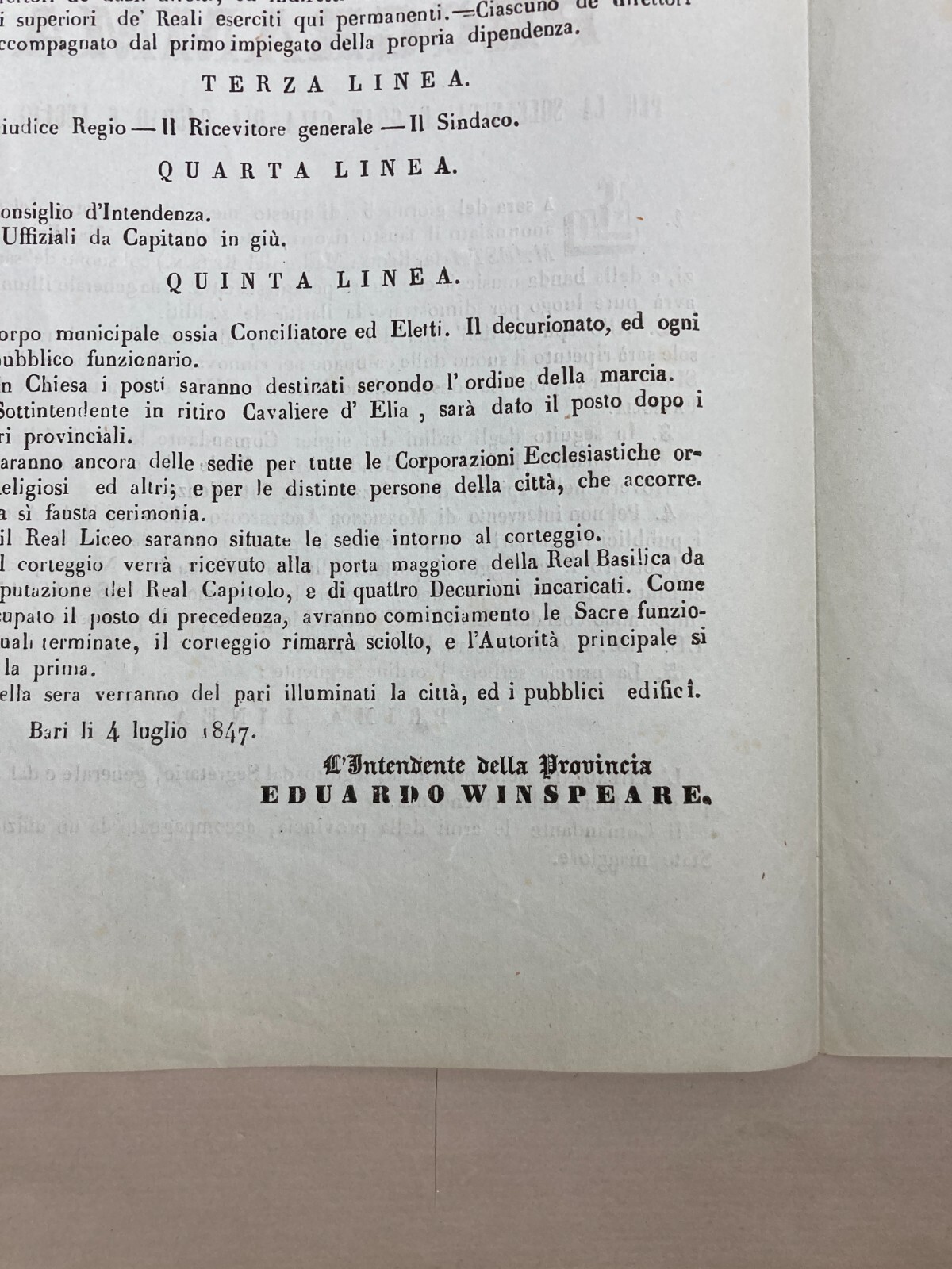 Puglia, Bari, Borboni. Festeggiamenti Per Il Compleanno Della Regina (1847)