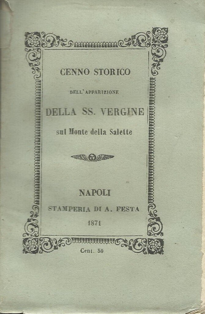 Antica Edizione Devozionale, Napoli, Madonna Della Salette, Signoriello