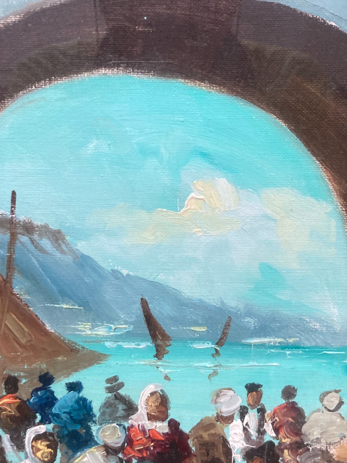Piero Delle Piane Mercato Napoletano Dipinto A Olio Su Tela