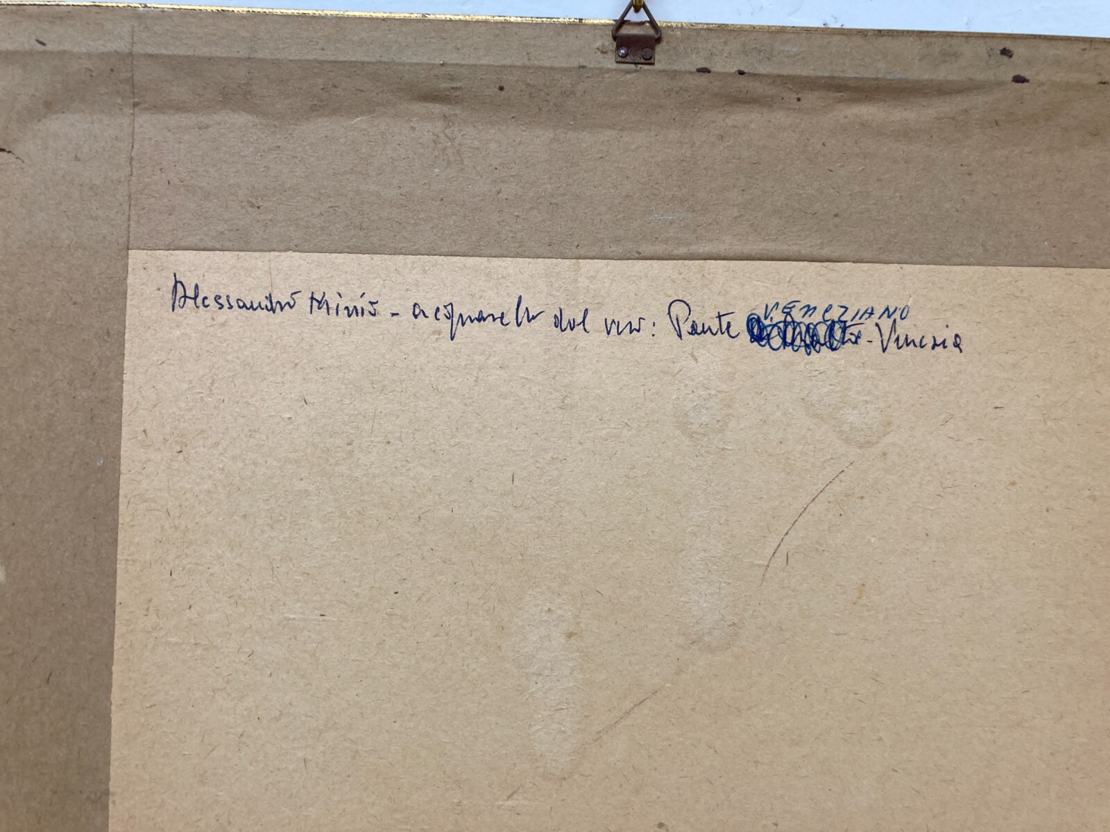 Arte Del '900: Venezia, Veduta Con Ponte. Artista Veneziano Alessandro Minio. Acquerello