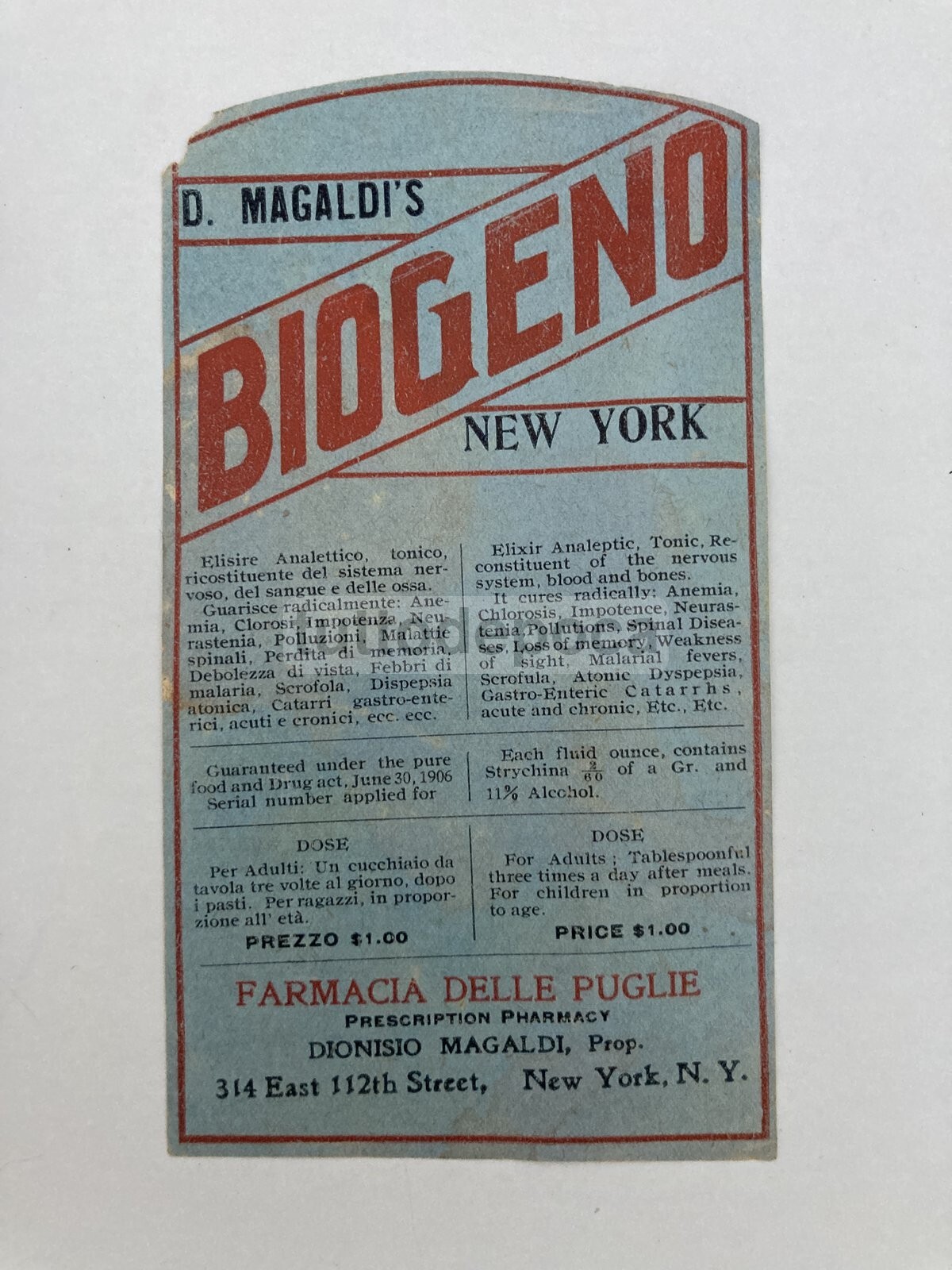 Medicina, Farmacia, Pubblicità Farmaceutica: Dr. Magaldi, Puglia, New York, Biogeno