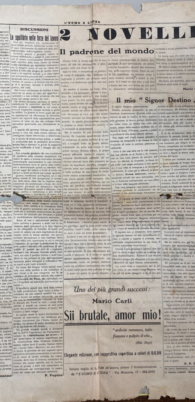 L'Uomo E L'Idea: Settimanale Di Valorizzazione Italiana Diretto Da Settimelli, 1921
