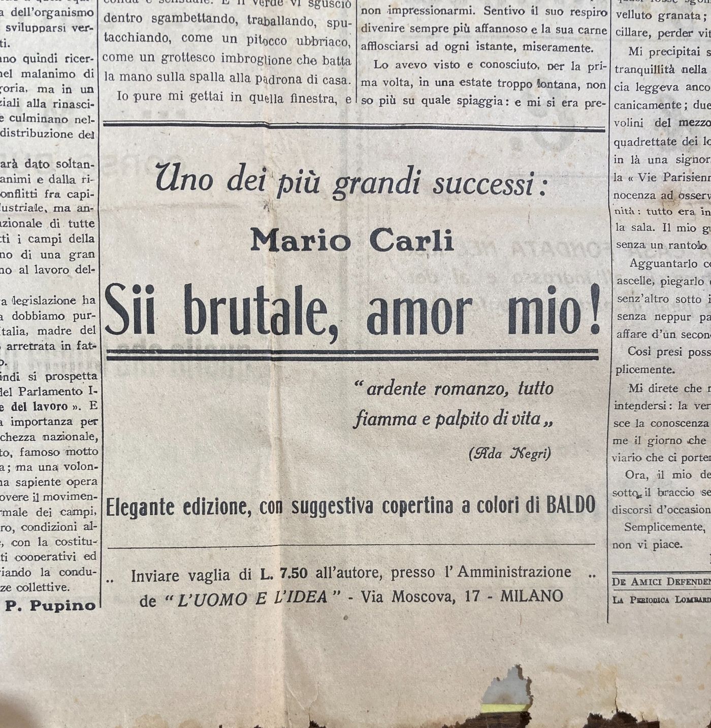 L'Uomo E L'Idea: Settimanale Di Valorizzazione Italiana Diretto Da Settimelli, 1921