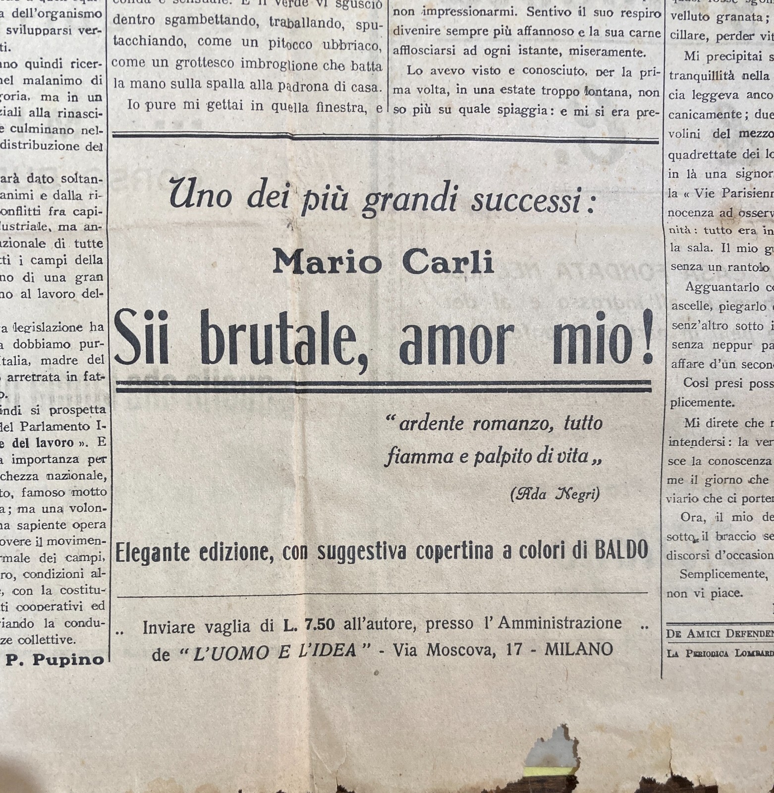 L'Uomo E L'Idea: Settimanale Di Valorizzazione Italiana Diretto Da Settimelli, 1921