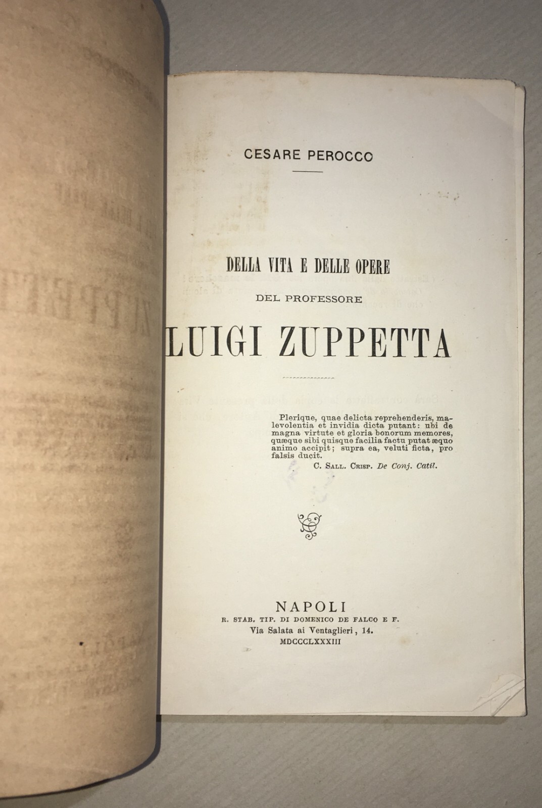Risorgimento, Politica, Garibaldi, Puglia: Luigi Zuppetta (Perocco)   Antica Edizione