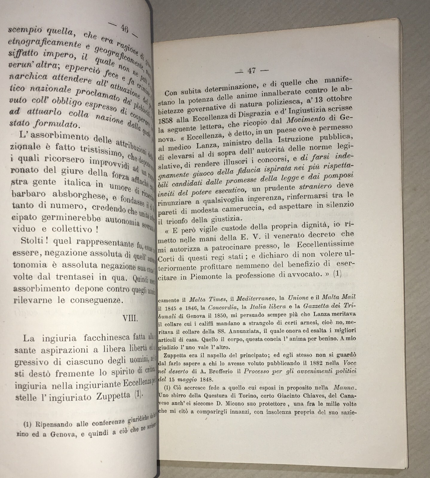 Risorgimento, Politica, Garibaldi, Puglia: Luigi Zuppetta (Perocco)   Antica Edizione