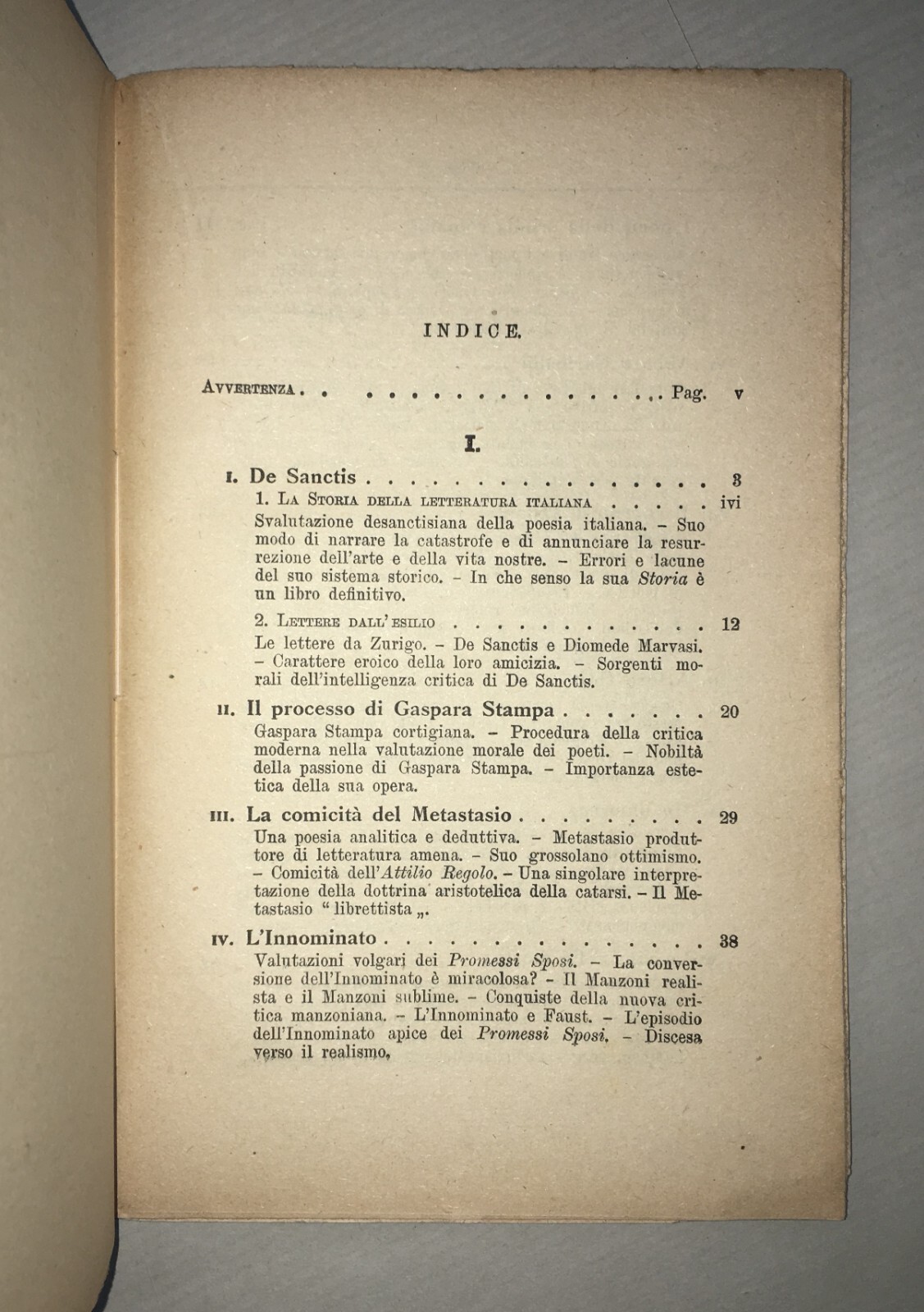 Letterature Moderne: De Sanctis, Manzoni, Palazzeschi, Claudel, Metastasio, Borgese