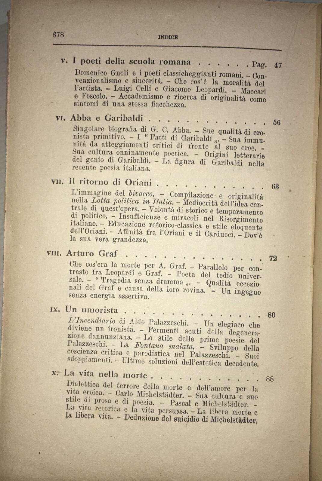 Letterature Moderne: De Sanctis, Manzoni, Palazzeschi, Claudel, Metastasio, Borgese