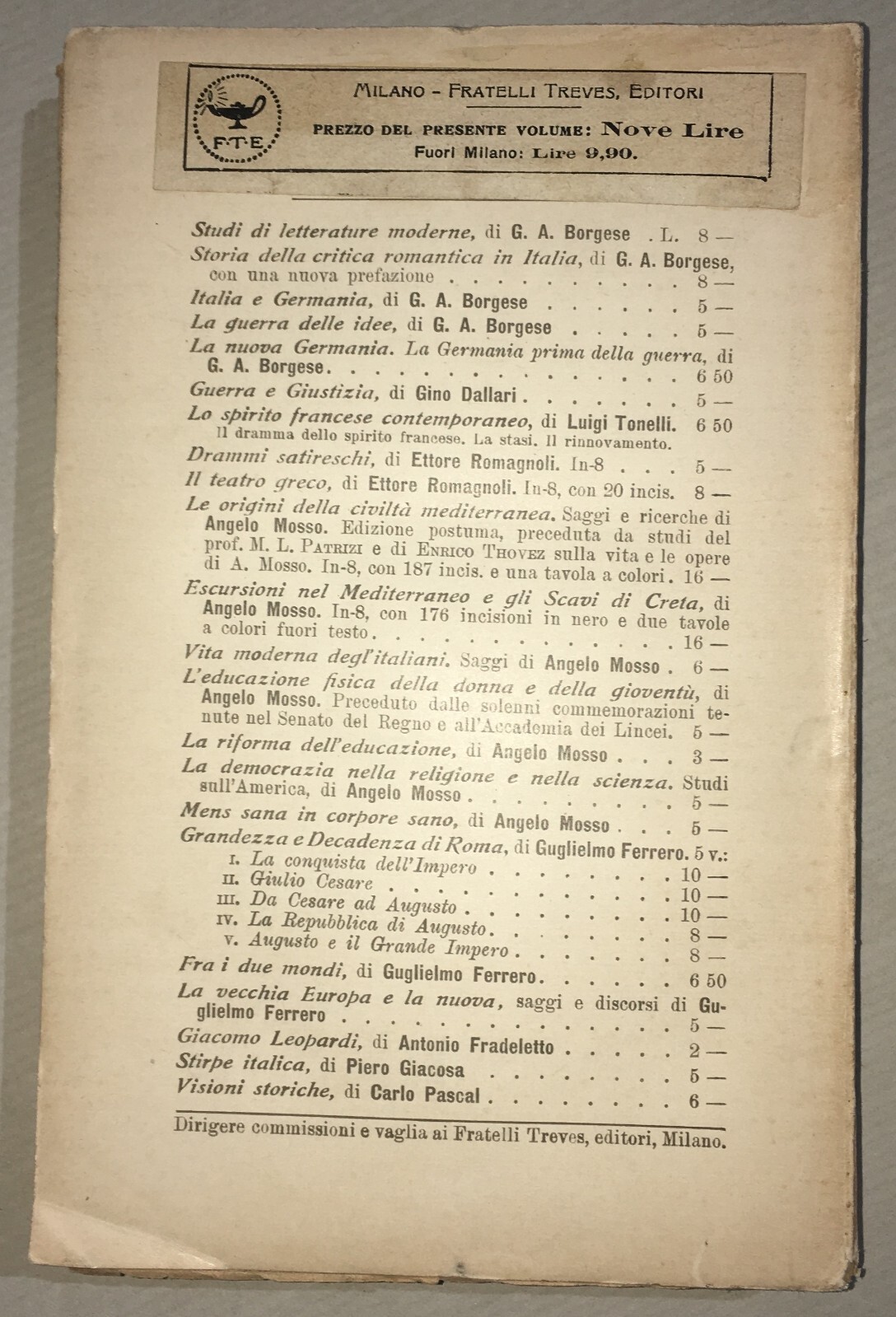 Letterature Moderne: De Sanctis, Manzoni, Palazzeschi, Claudel, Metastasio, Borgese