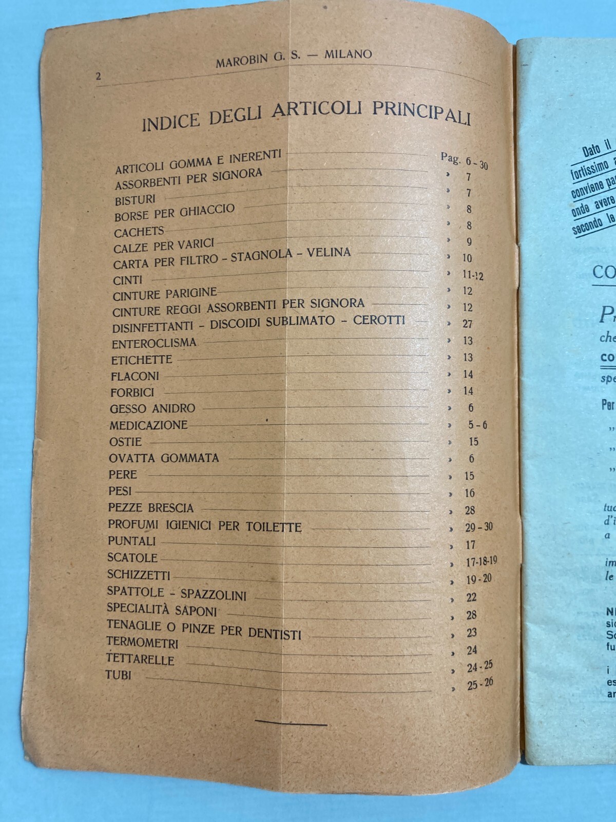 Medicina, Farmacia E Igiene: Catalogo Pubblicitario Marobin, 1922