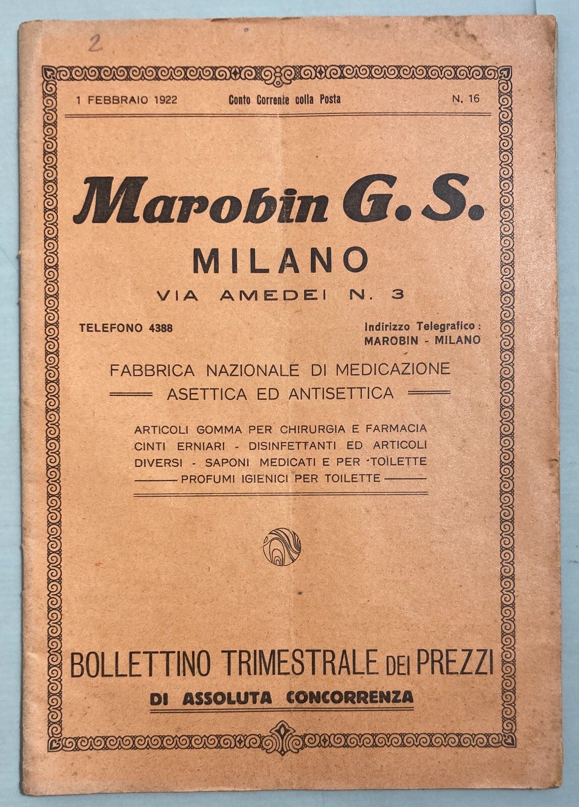 Medicina, Farmacia E Igiene: Catalogo Pubblicitario Marobin, 1922
