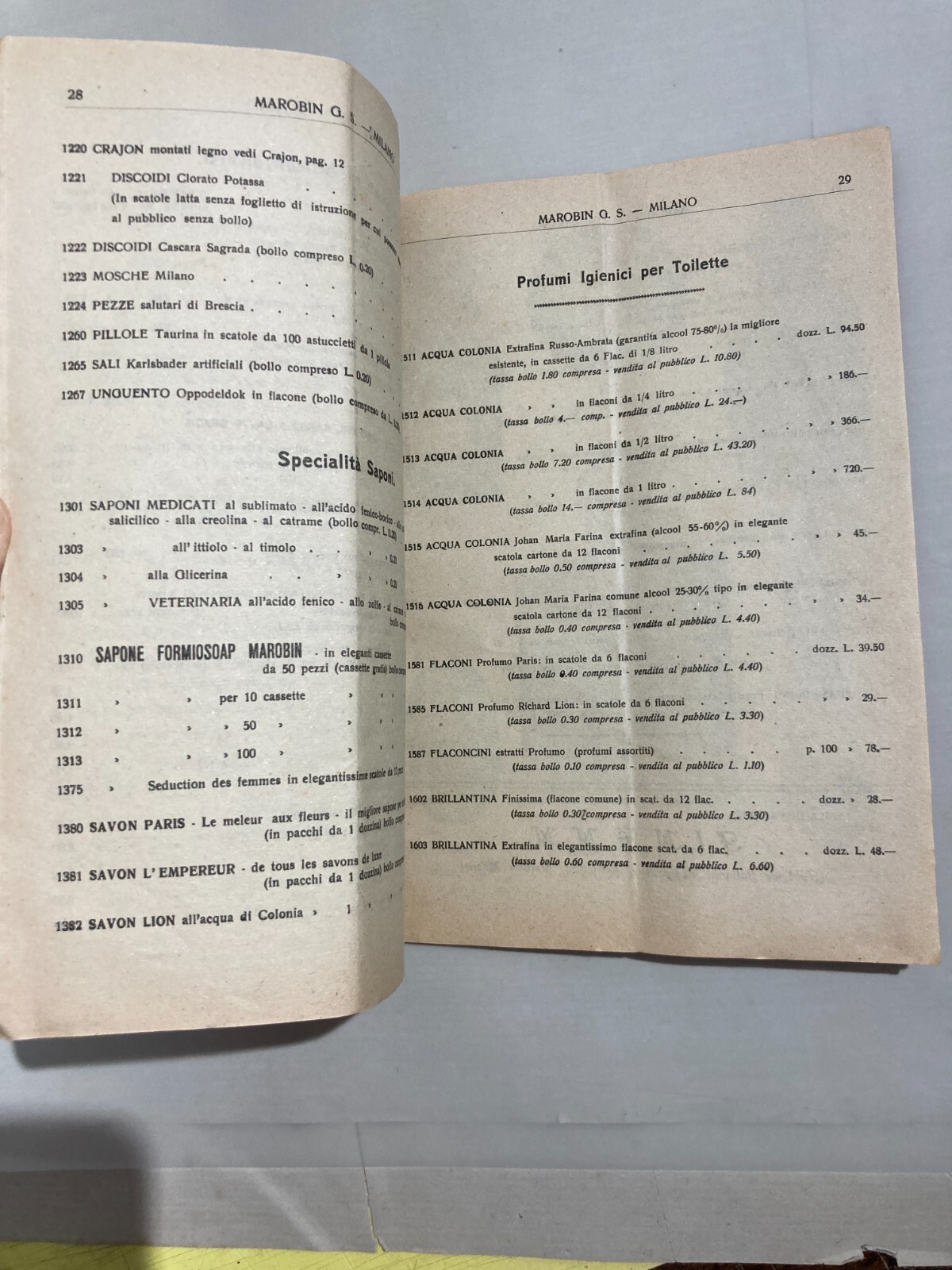 Medicina, Farmacia E Igiene: Catalogo Pubblicitario Marobin, 1922