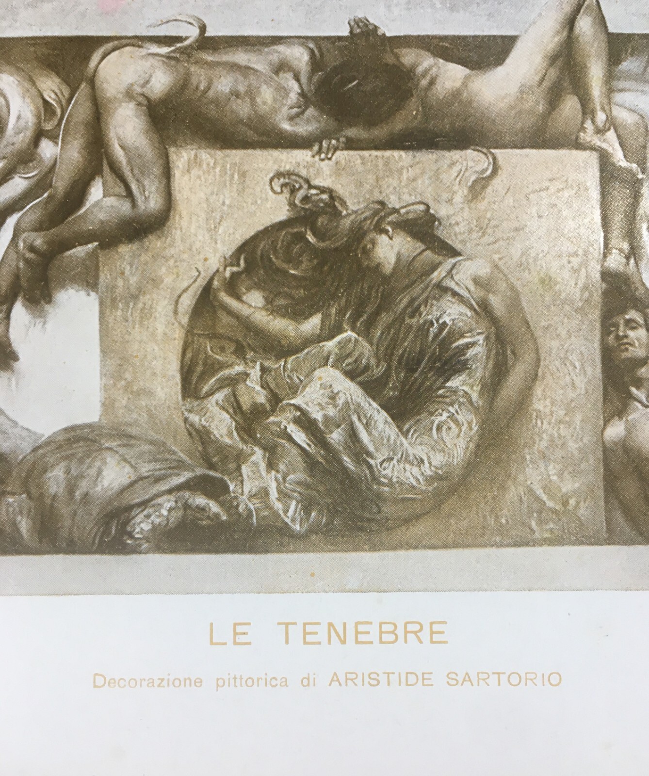 Aristide Sartorio, Le Tenebre. Antica Stampa Simbolista Per L'Esposizione Di Venezia
