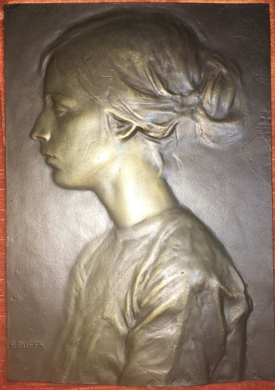 Arte, Scultura, Ritratto Artistico: Placca Bronzea Firmata Buffa, XX Secolo
