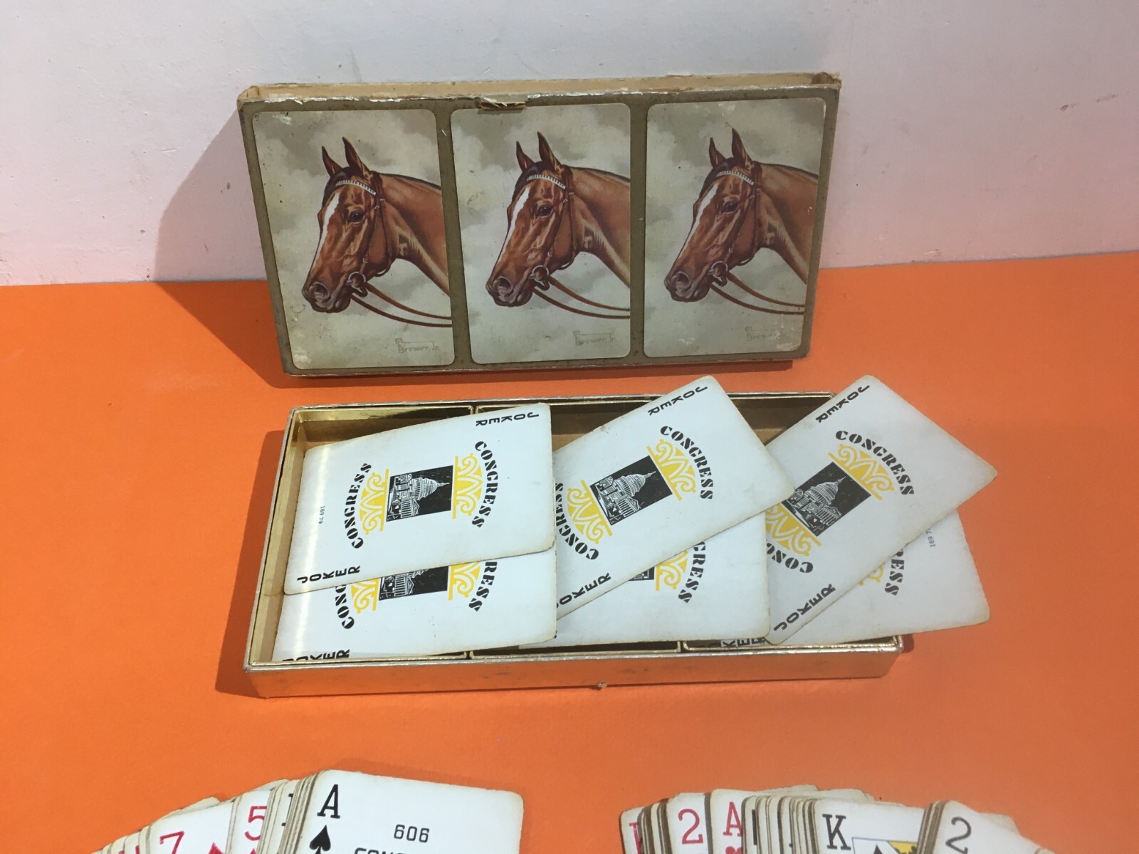 Carte Da Gioco Artistiche Con Illustrazioni Di Cavalli, Artista Brewer, Congresso Degli Stati Uniti d'America