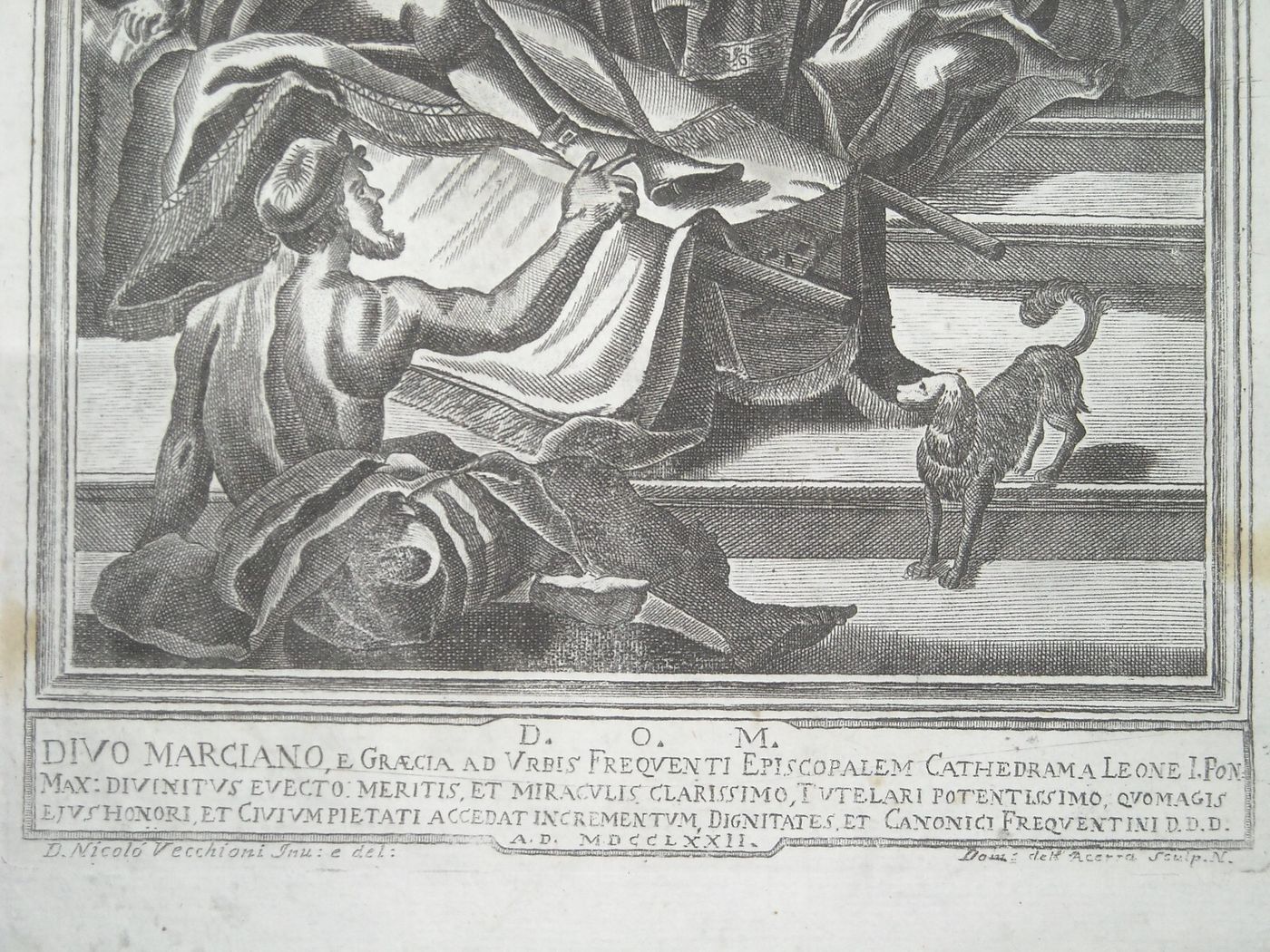 Antica Stampa Popolare Devozionale: San Marciano E Papa Leone, Acerra, Vecchioni