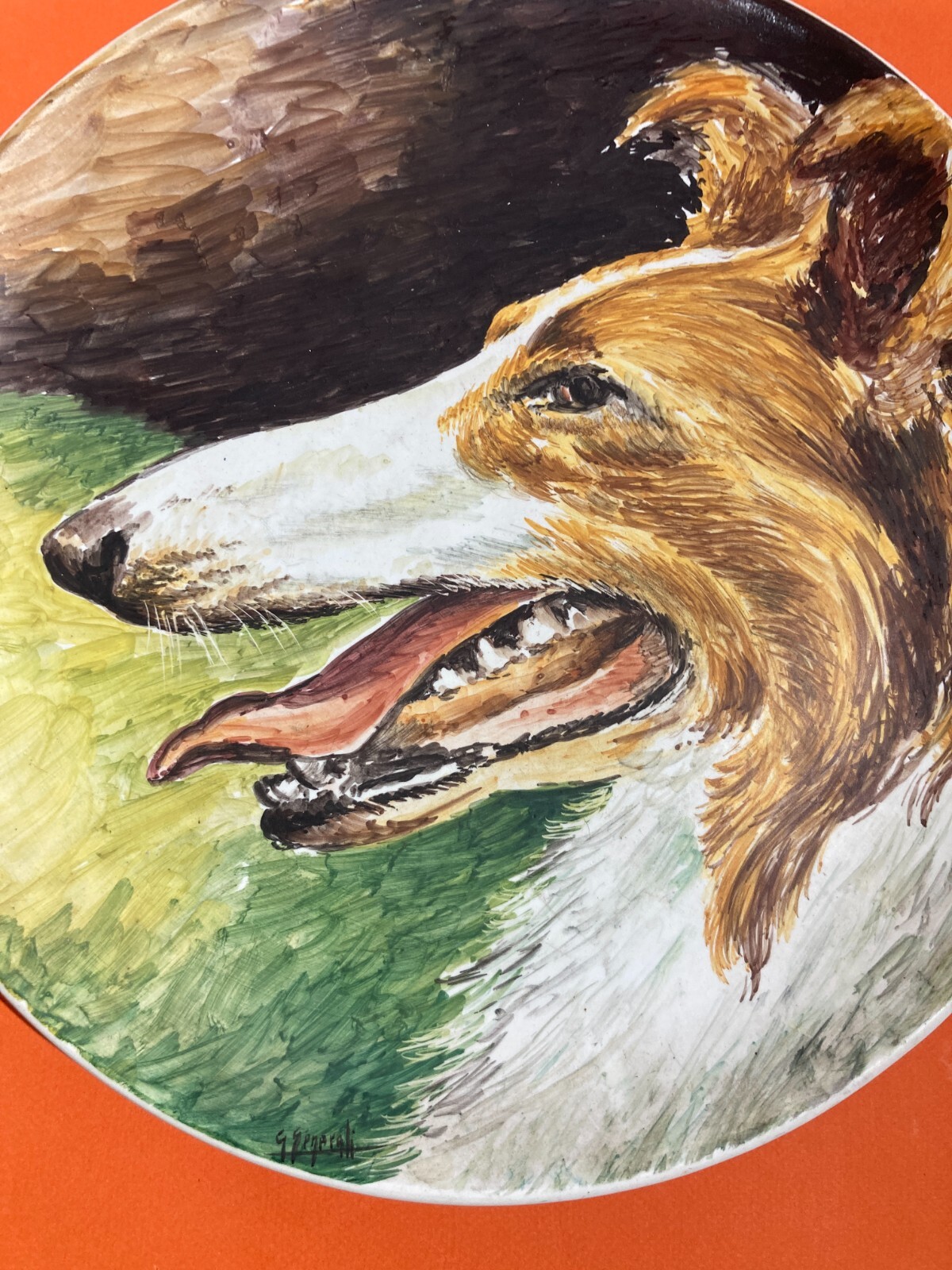 Ritratto Di Cane Su Ceramica Dipinta A Mano   Casucci