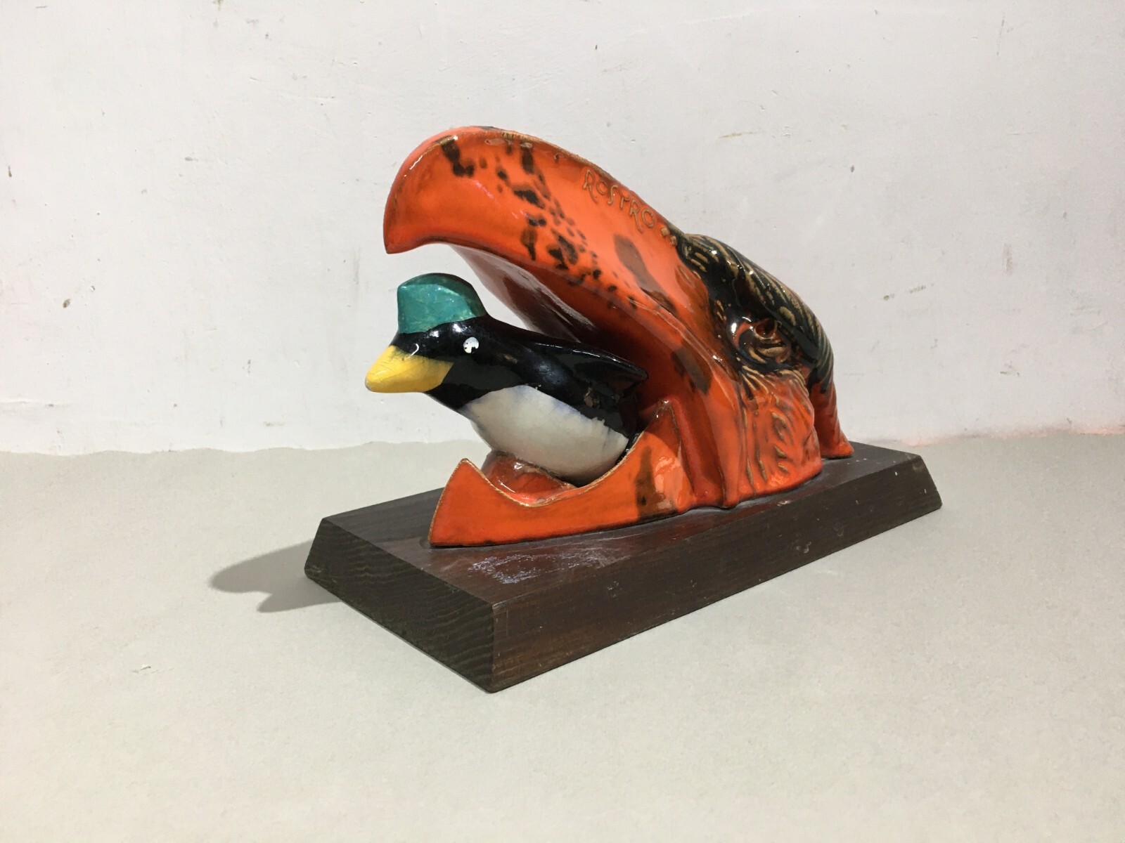 Artistico Soprammobile, Ceramica Policroma, Pinguino, Aviazione, Aeronautica, Rostro