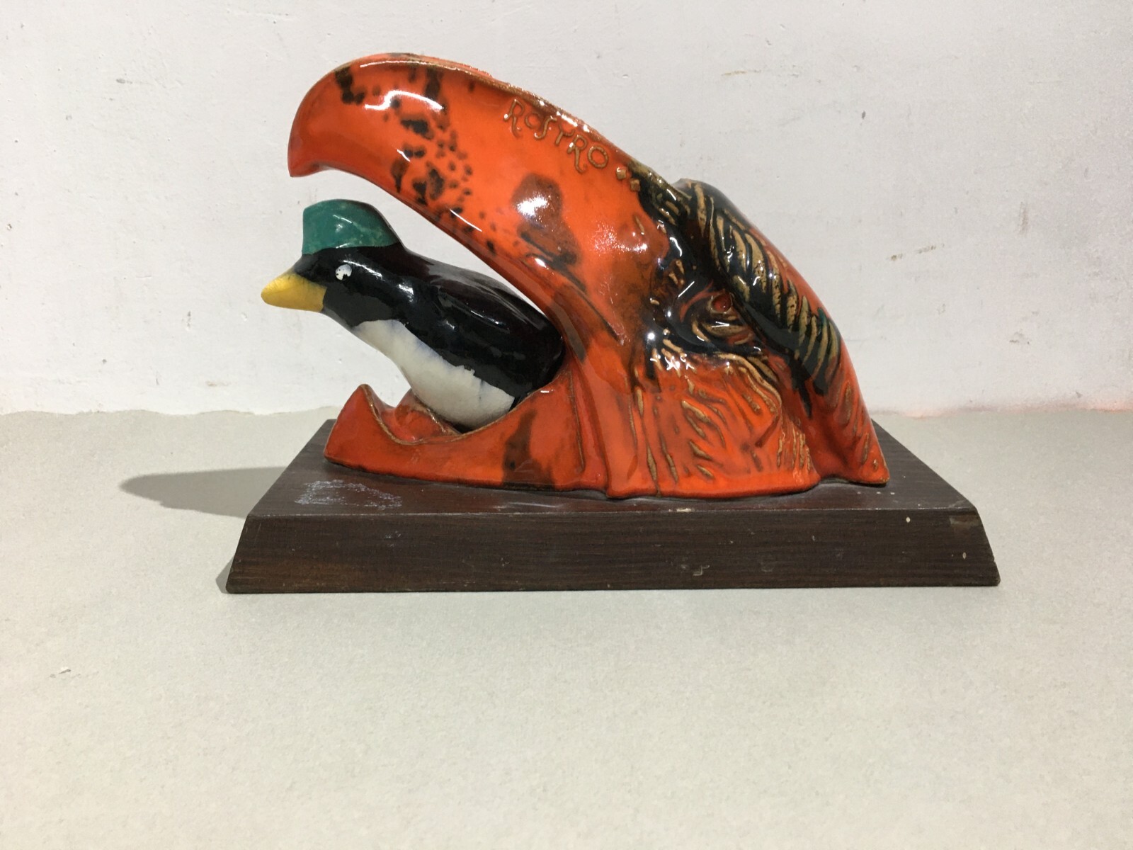 Artistico Soprammobile, Ceramica Policroma, Pinguino, Aviazione, Aeronautica, Rostro