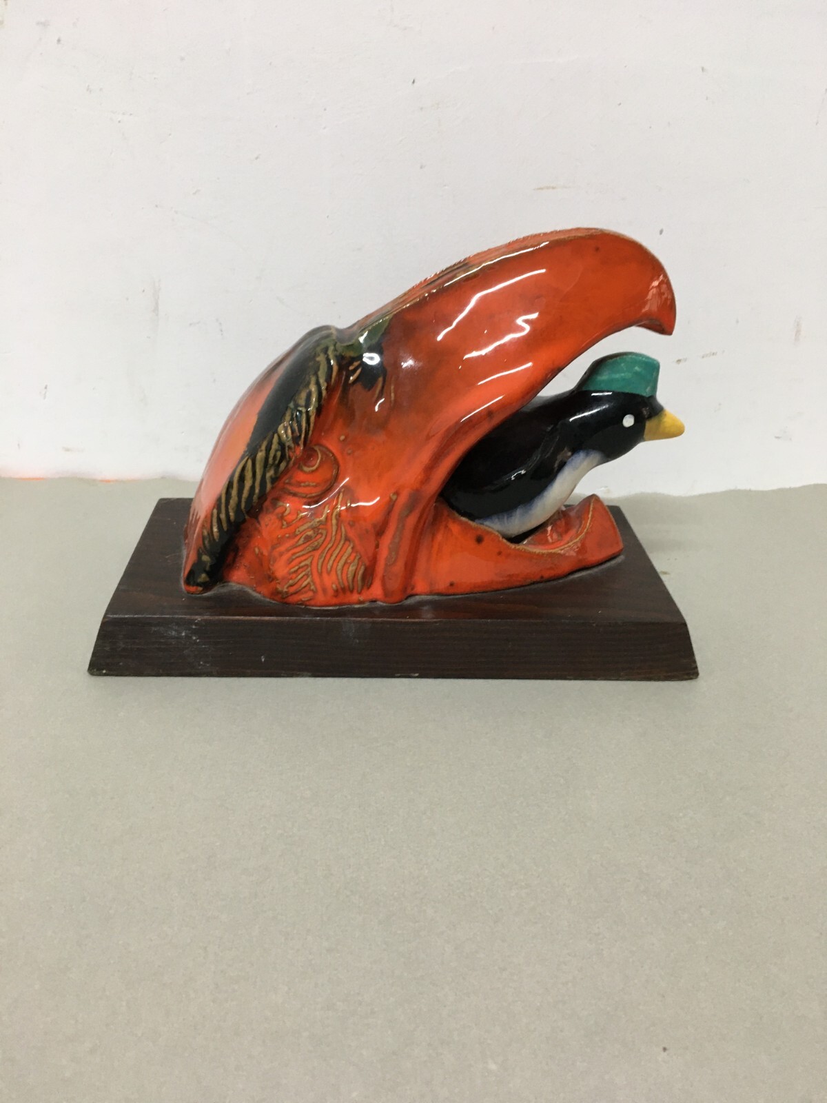 Artistico Soprammobile, Ceramica Policroma, Pinguino, Aviazione, Aeronautica, Rostro