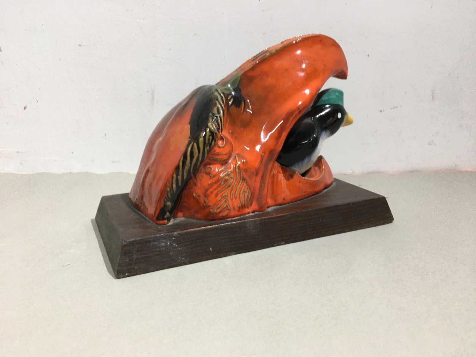 Artistico Soprammobile, Ceramica Policroma, Pinguino, Aviazione, Aeronautica, Rostro