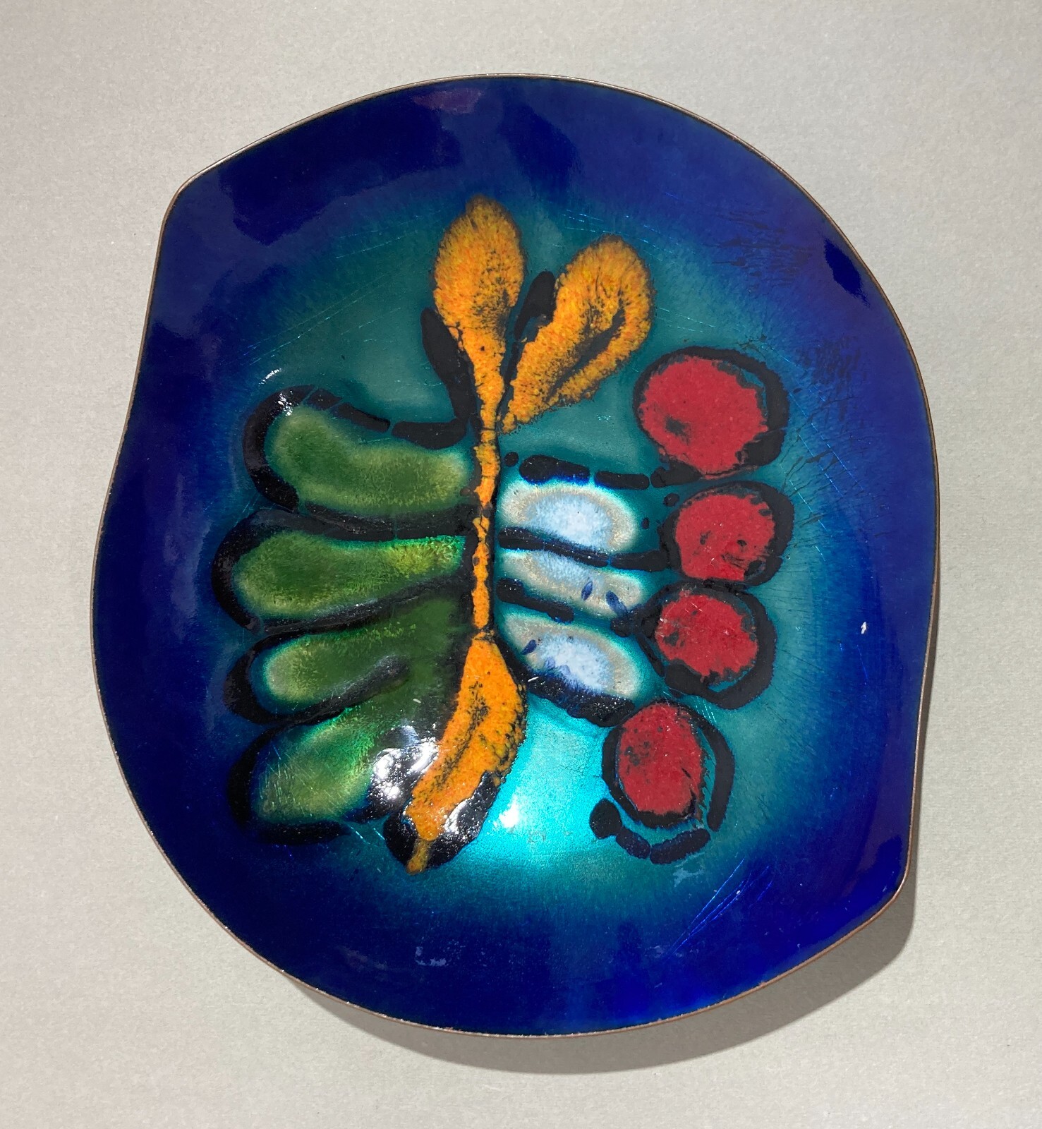 Artistico Soprammobile, Vassoio In Metallo Smaltato Laurana