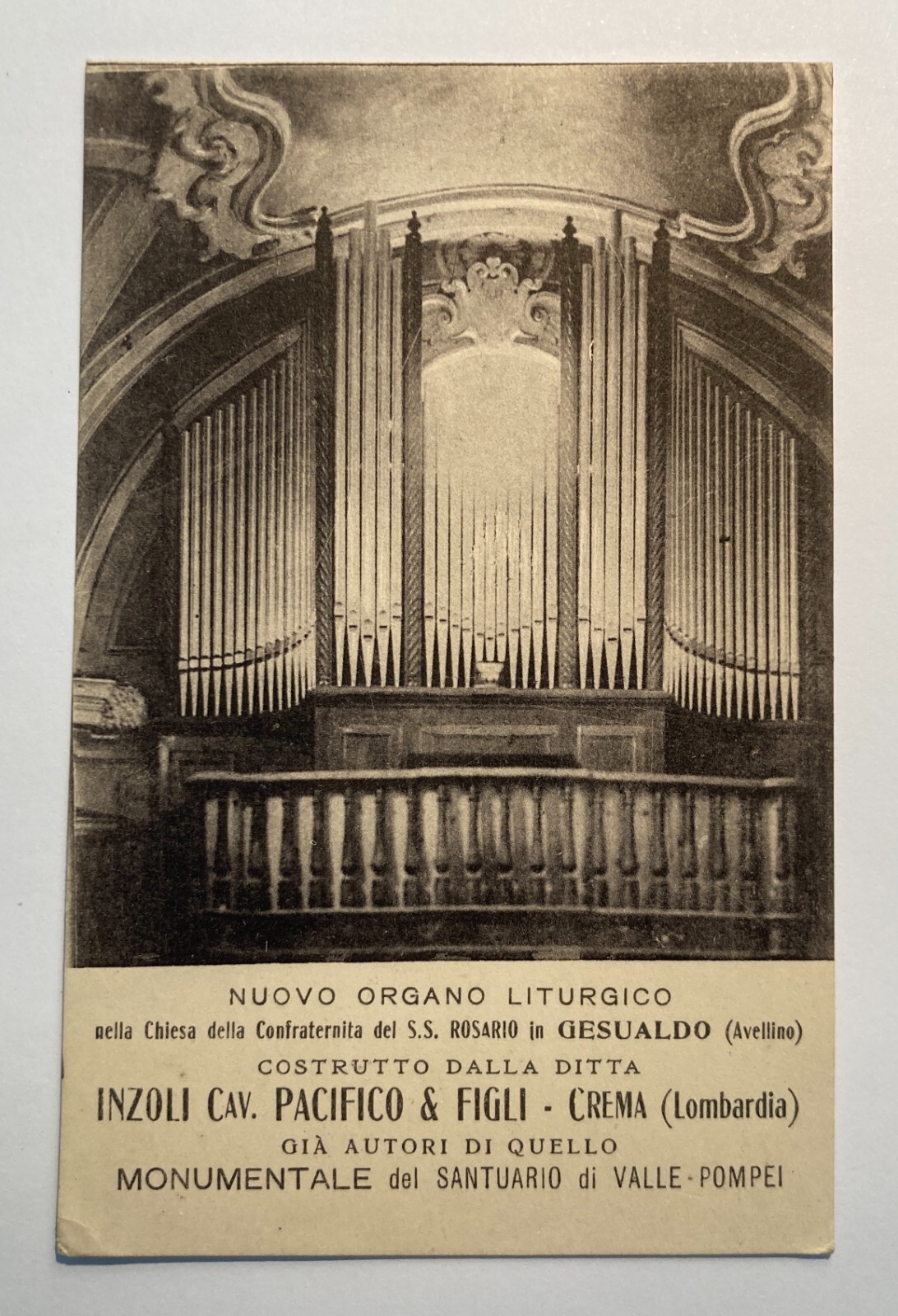 Irpinia, Avellino, Gesualdo, Musica, Organo Liturgico, Inzoli, Crema, Pompei: Cartolina