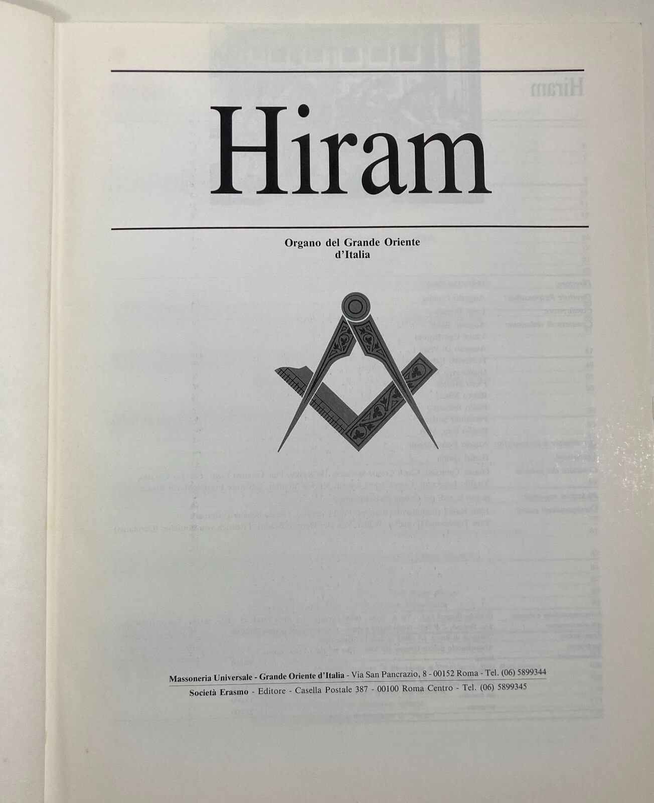 Hiram: Organo Del Grande Oriente d'Italia   Rivista Massonica