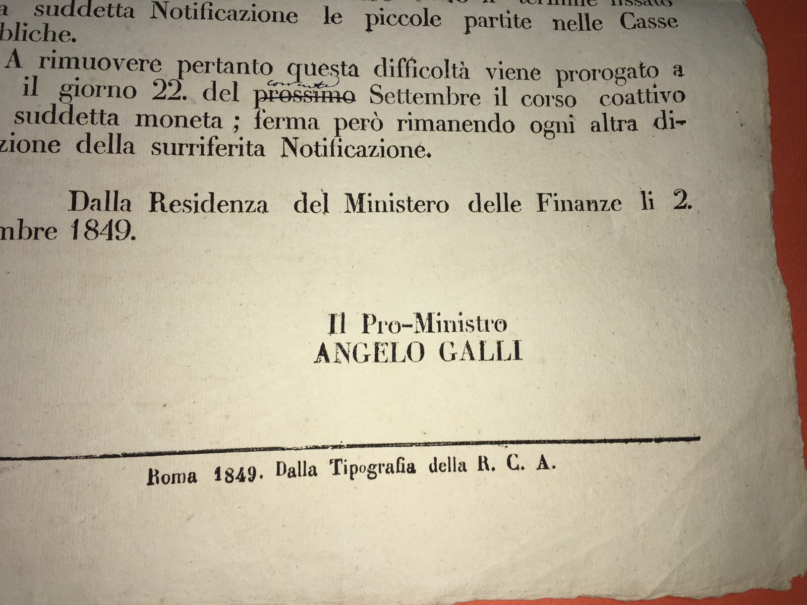 Numismatica: Moneta Erosa, Antico Foglio Volante Di Angelo Galli, Roma, 1849