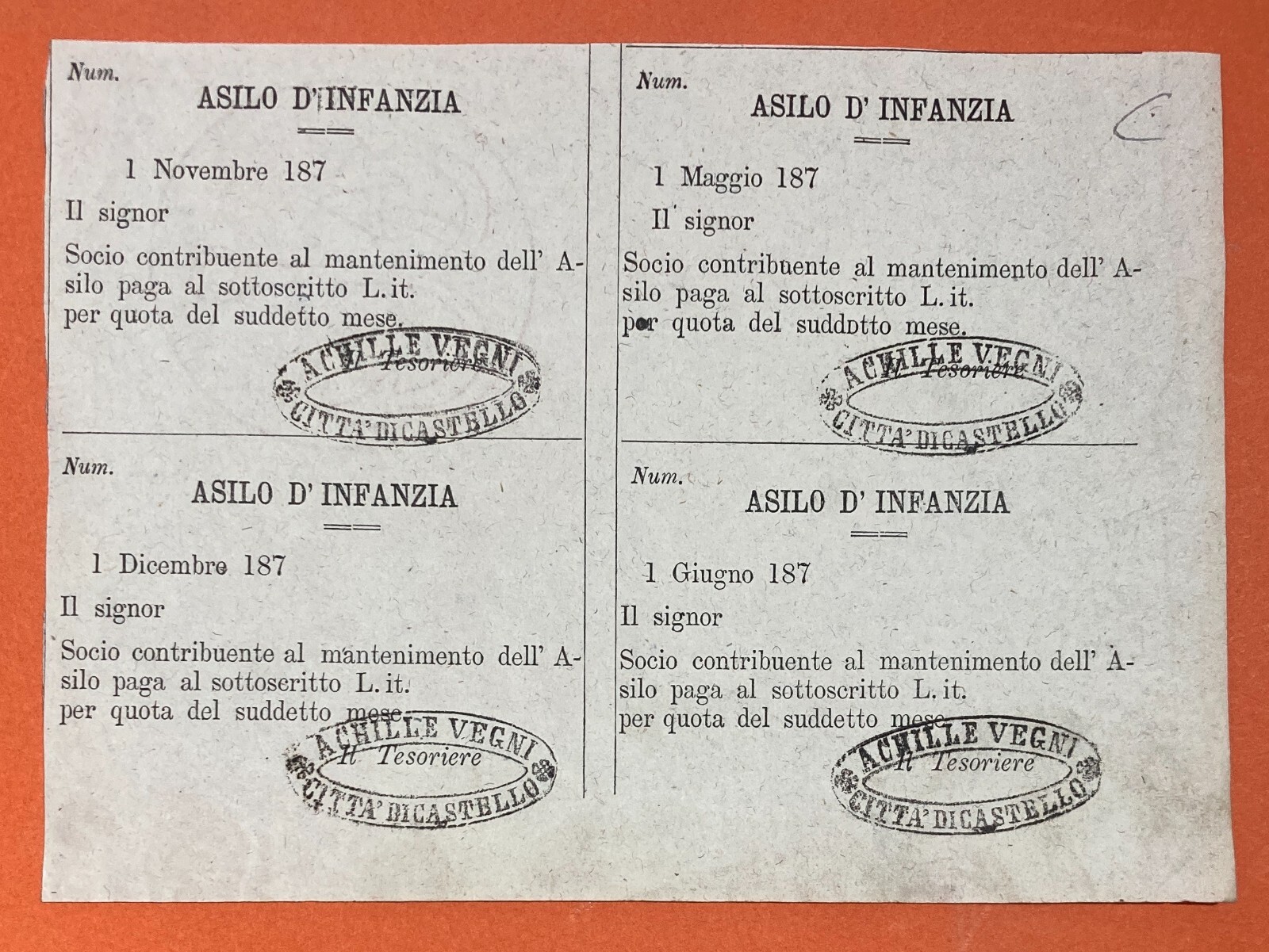 Umbria, Città Di Castello, Asilo d'Infanzia, Achille Vegni, Antico Foglio Volante