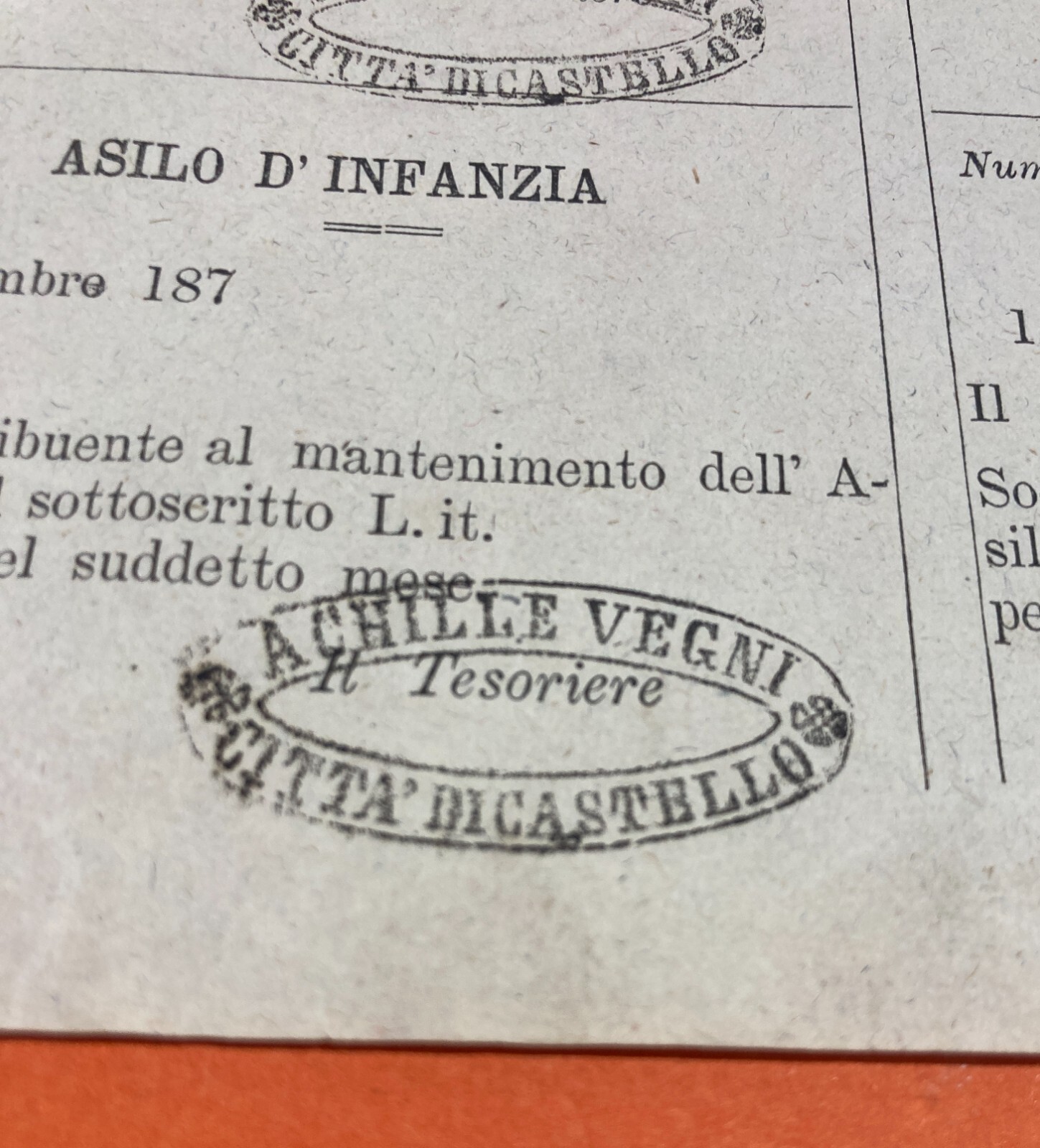 Umbria, Città Di Castello, Asilo d'Infanzia, Achille Vegni, Antico Foglio Volante