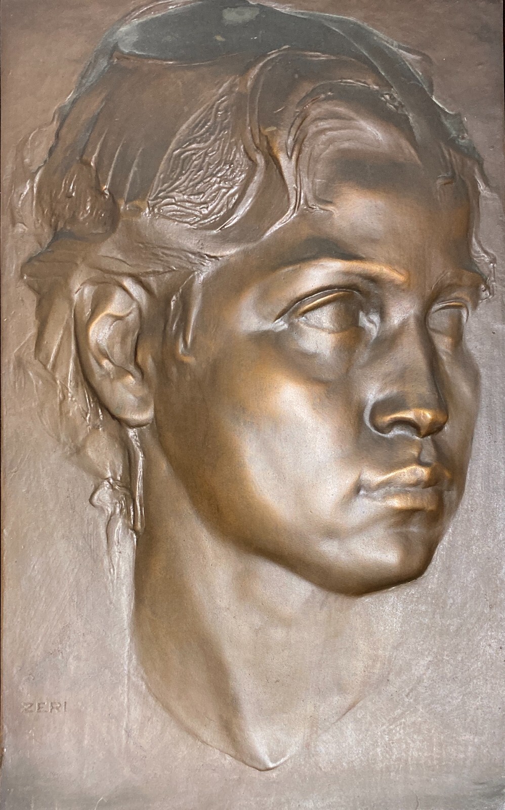 Placca Bronzea Con Ritratto Scultoreo Firmata Zeri