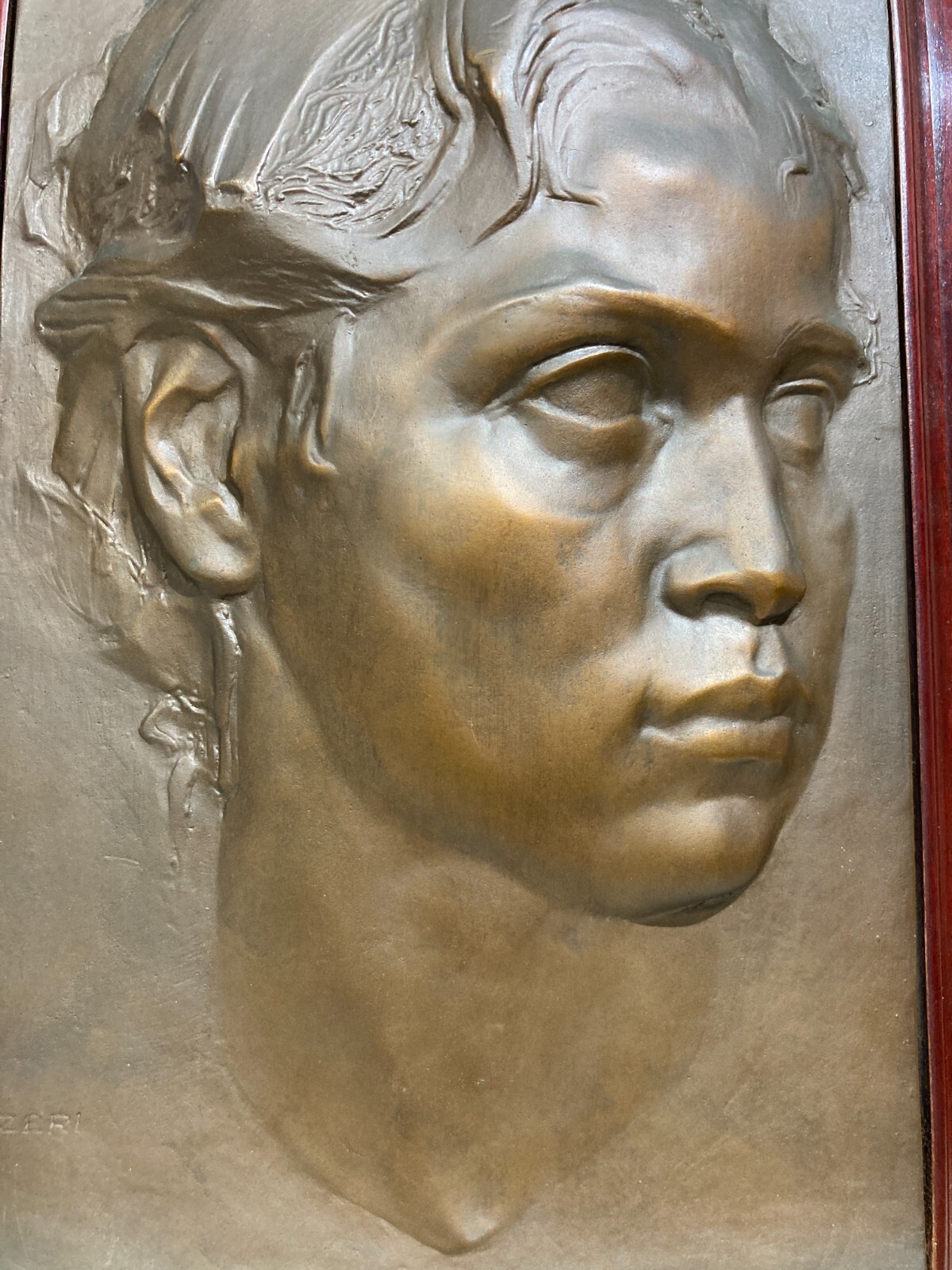 Placca Bronzea Con Ritratto Scultoreo Firmata Zeri