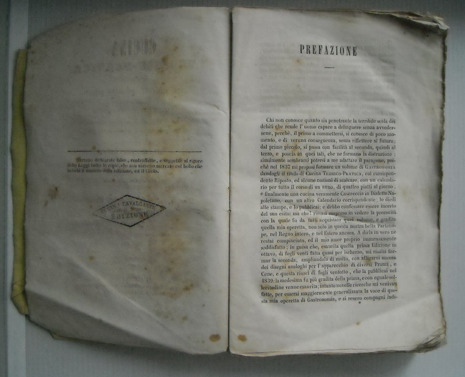Cucina Teorico Pratica, Cucina Casareccia Napoletana, Ippolito Cavalcanti, 1859