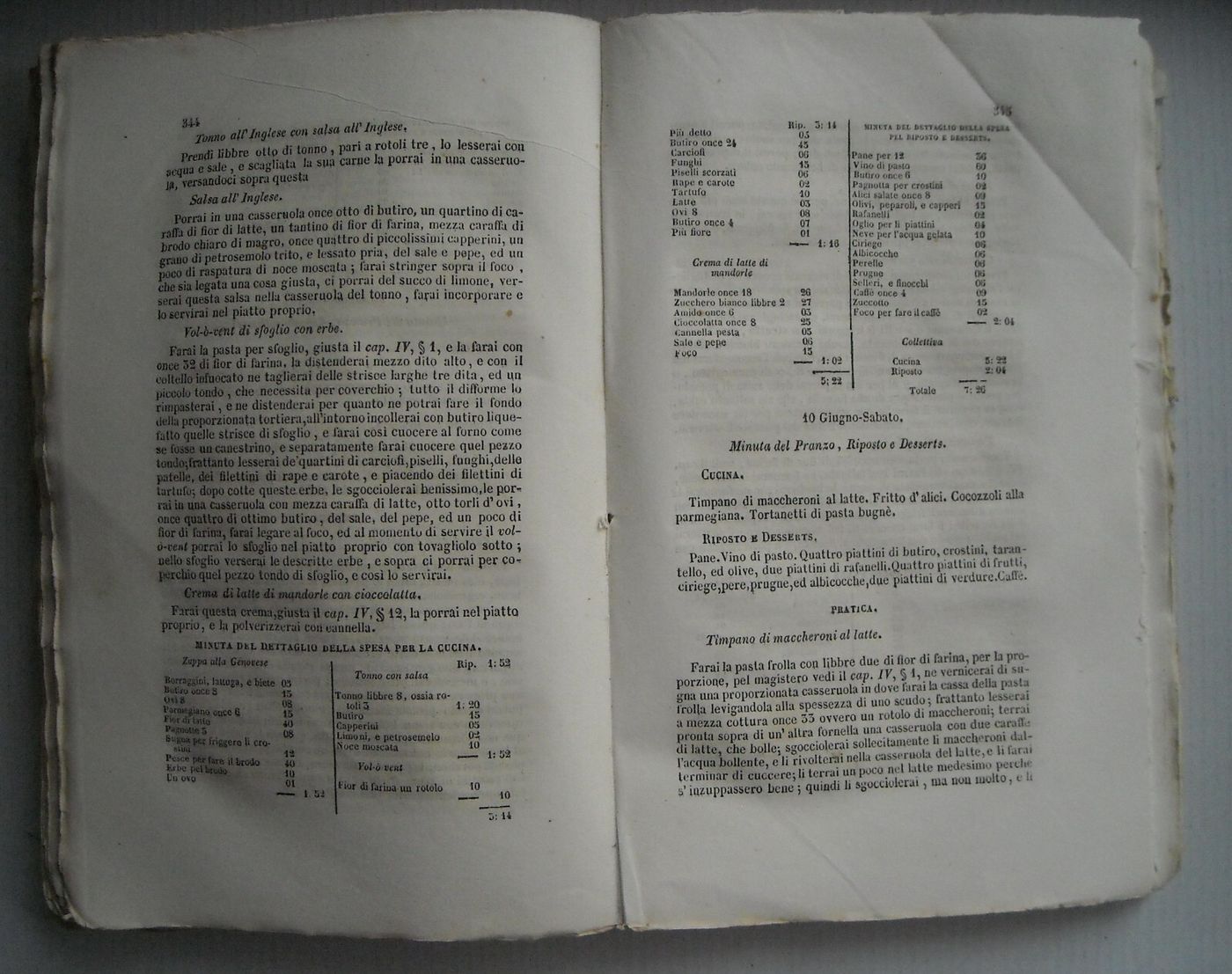 Cucina Teorico Pratica, Cucina Casareccia Napoletana, Ippolito Cavalcanti, 1859