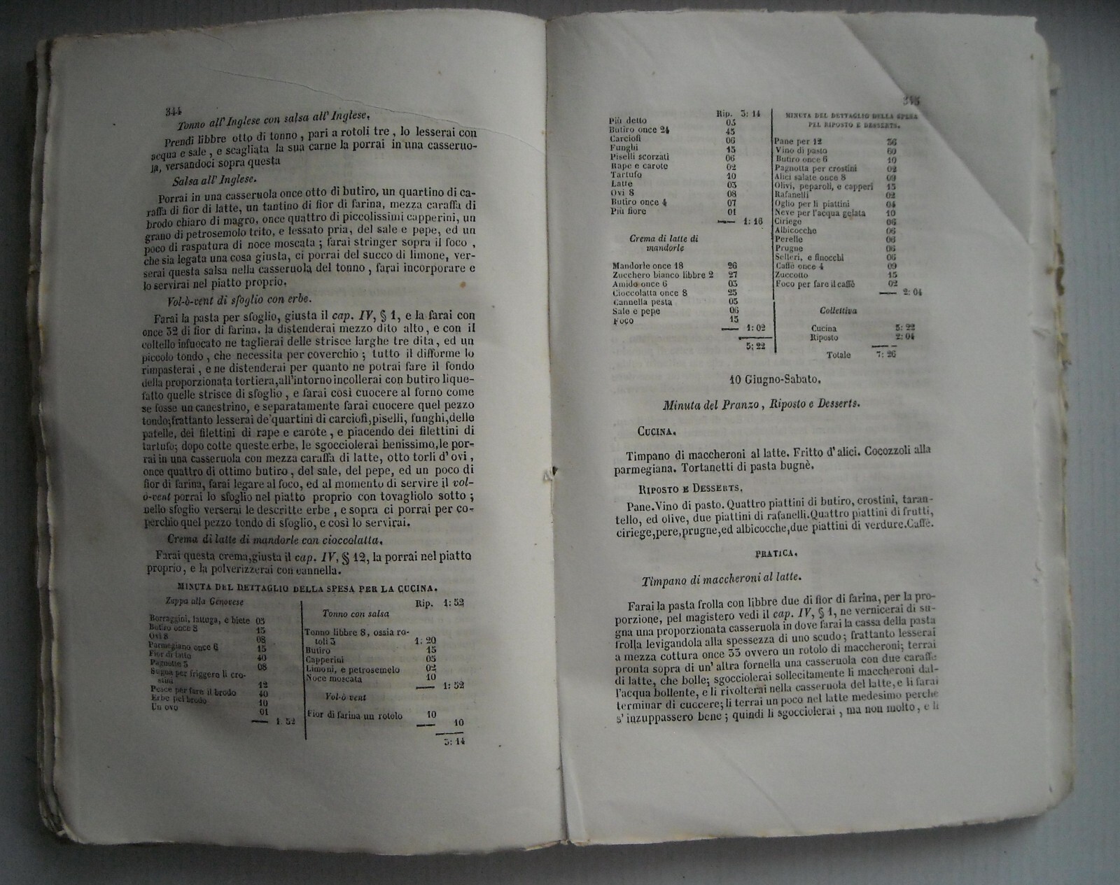 Cucina Teorico Pratica, Cucina Casareccia Napoletana, Ippolito Cavalcanti, 1859