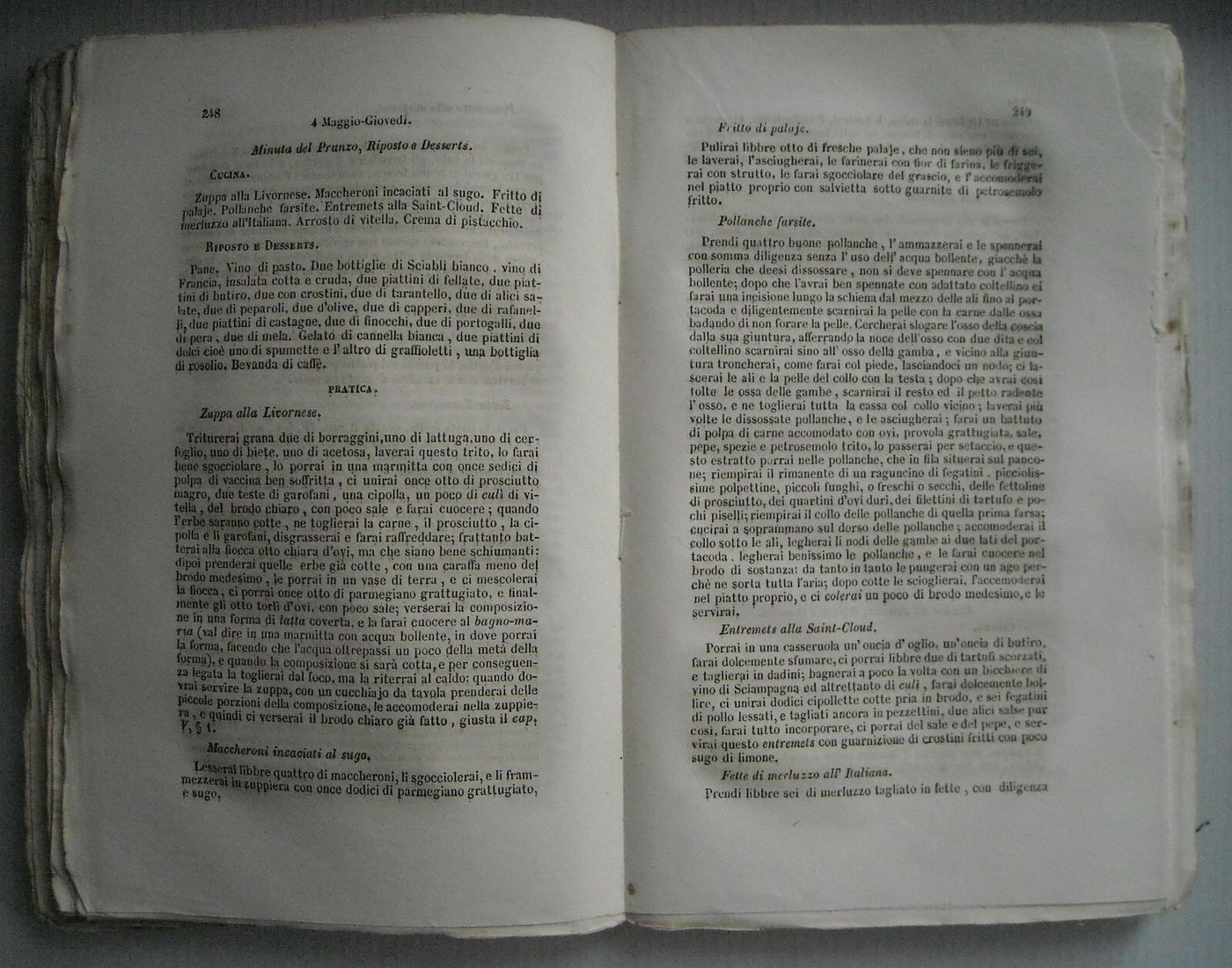 Cucina Teorico Pratica, Cucina Casareccia Napoletana, Ippolito Cavalcanti, 1859