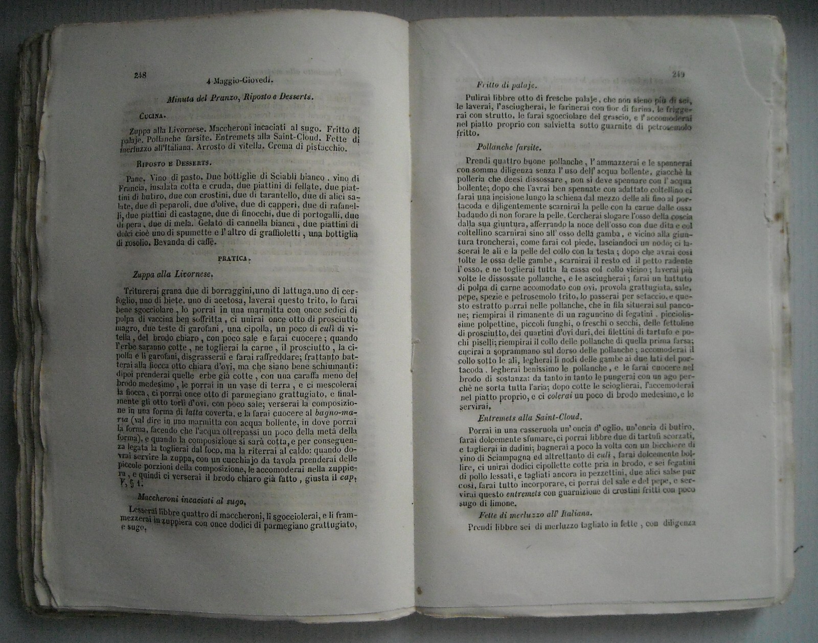 Cucina Teorico Pratica, Cucina Casareccia Napoletana, Ippolito Cavalcanti, 1859
