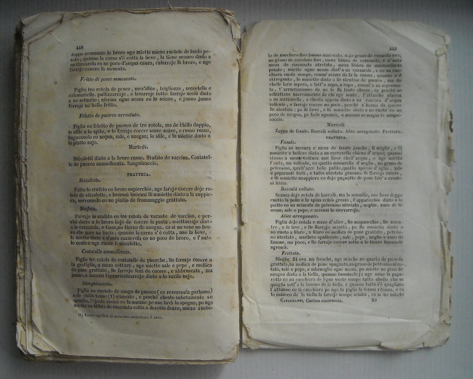 Cucina Teorico Pratica, Cucina Casareccia Napoletana, Ippolito Cavalcanti, 1859