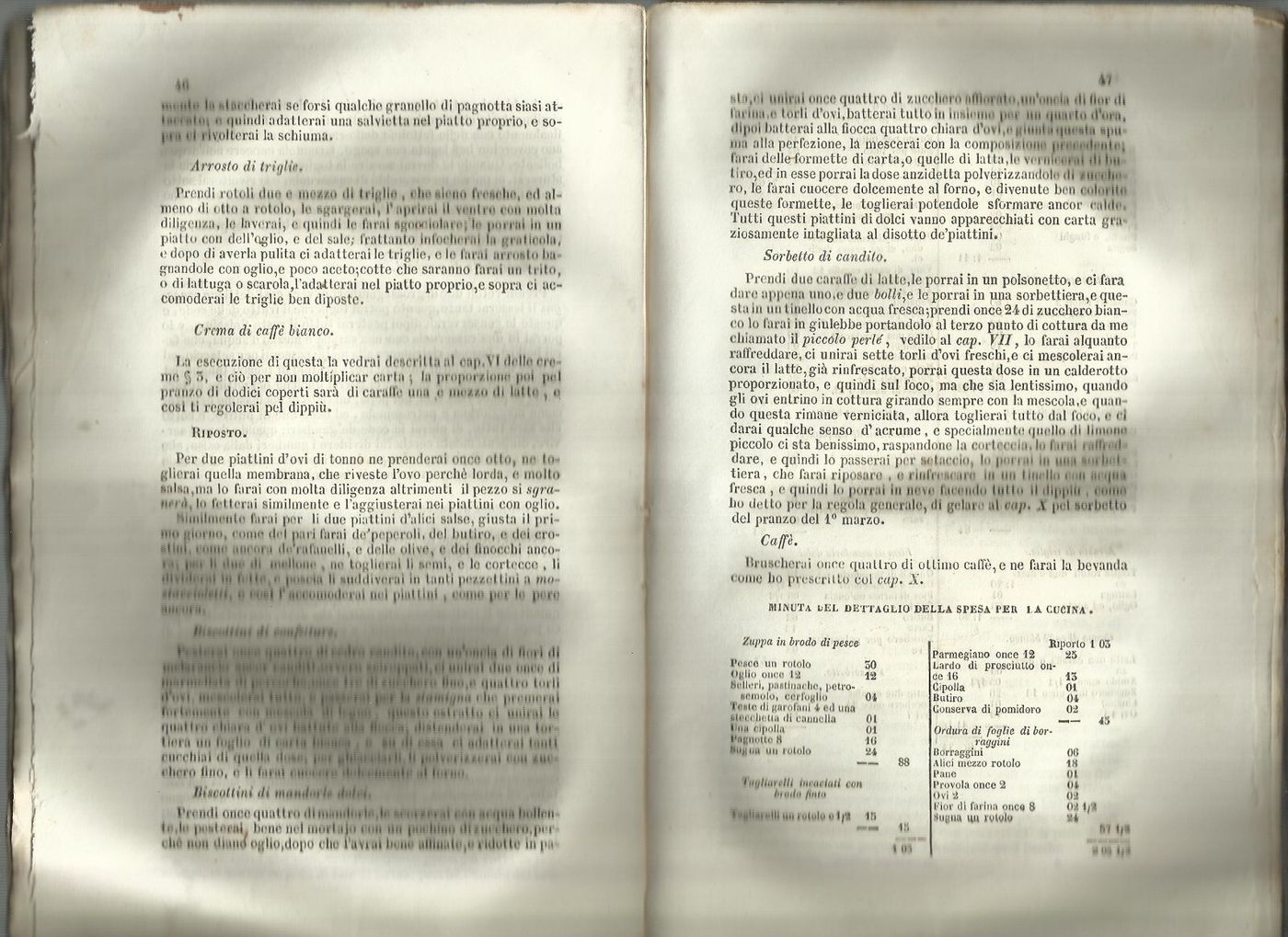 Cucina Teorico Pratica, Cucina Casareccia Napoletana, Ippolito Cavalcanti, 1859