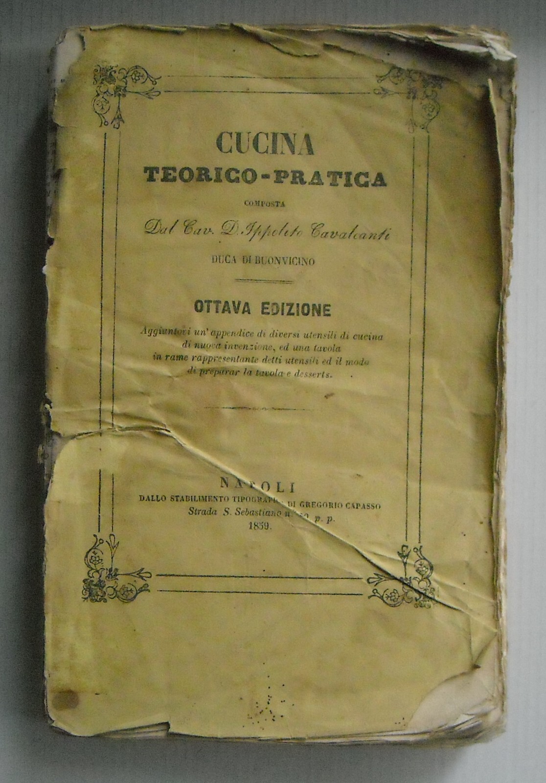 Cucina Teorico Pratica, Cucina Casareccia Napoletana, Ippolito Cavalcanti, 1859