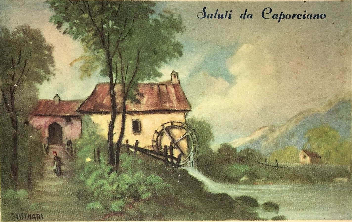 Abruzzo   Caporciano   Cartolina Illustrata d'Epoca   Artista Tassinari