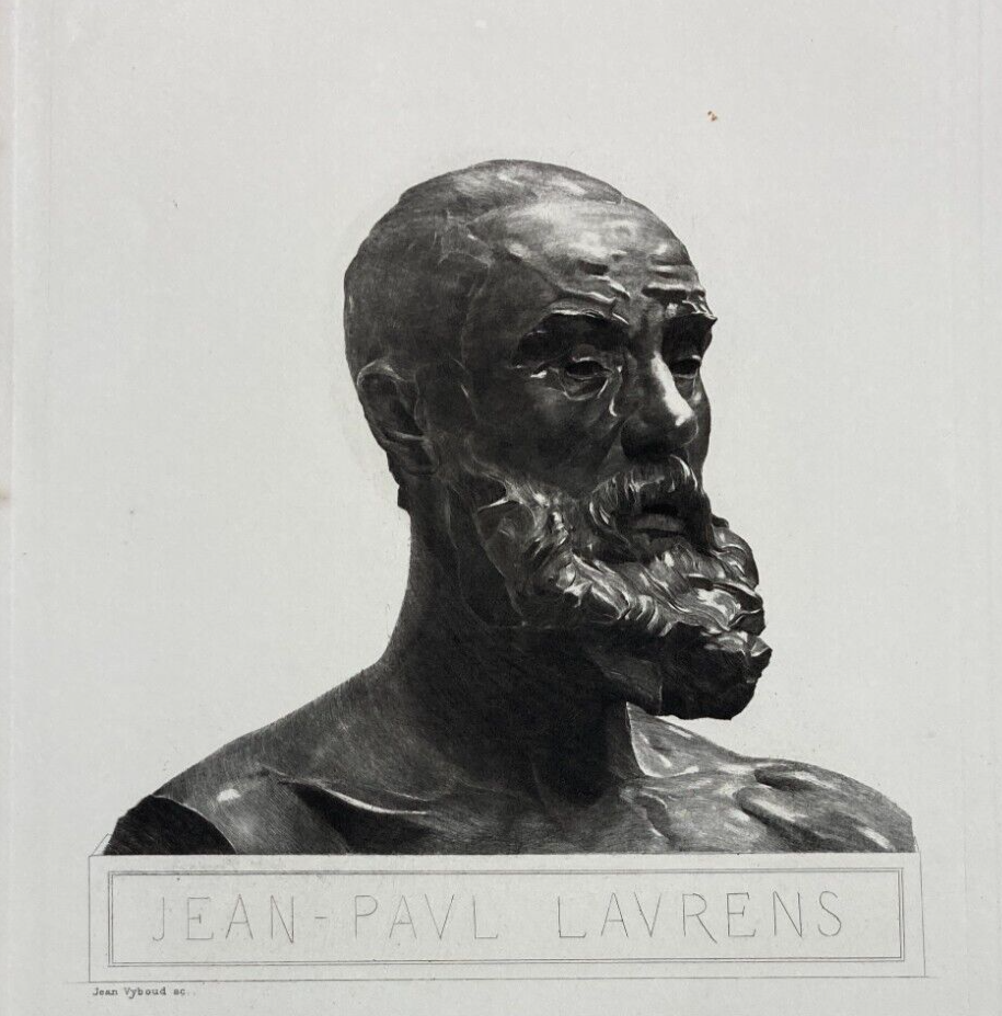 Jean Paul Laurens: Incisione Originale Del Busto Di Rodin Di Jean Vyboud, Fine '800
