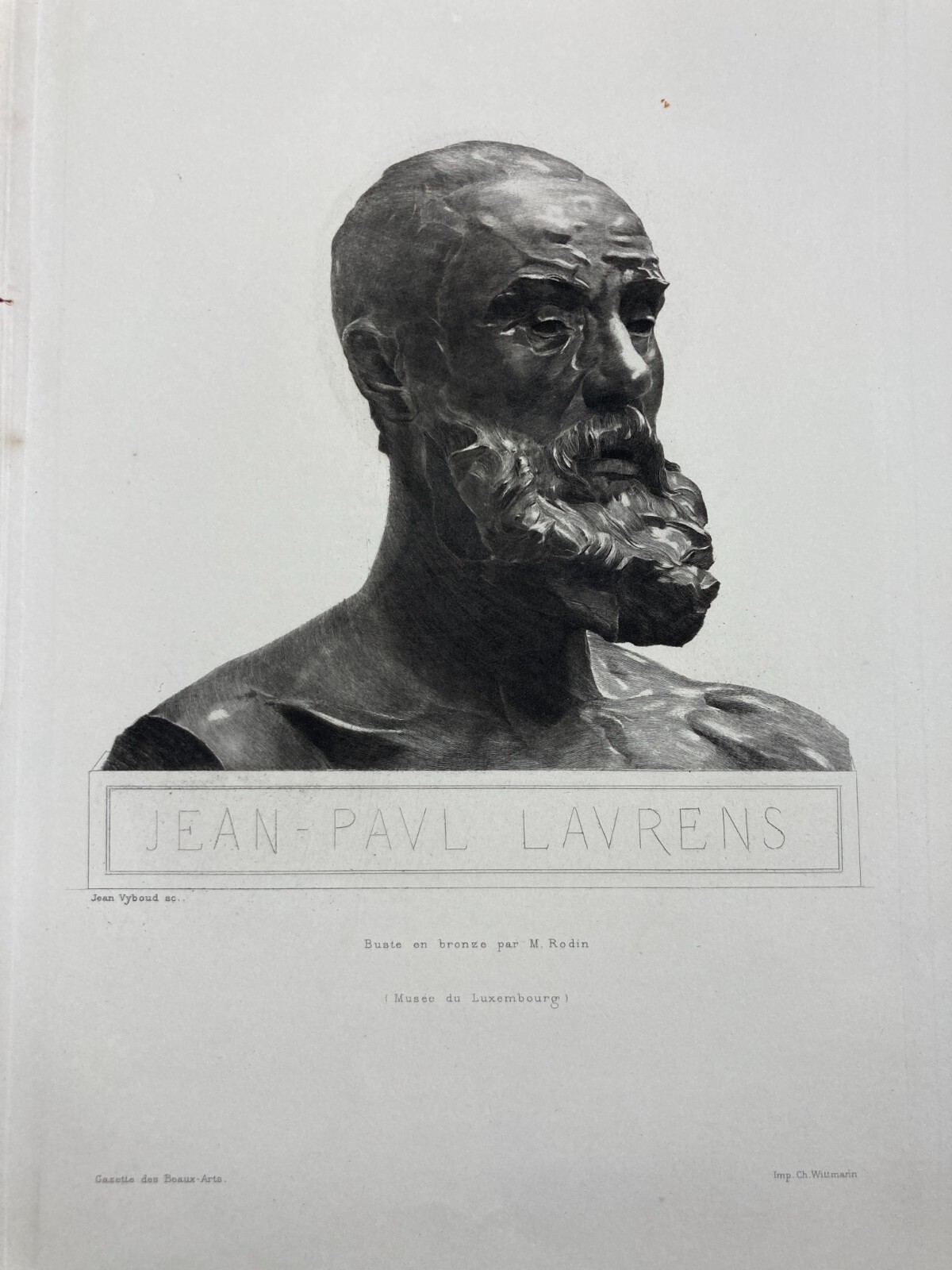 Jean Paul Laurens: Incisione Originale Del Busto Di Rodin Di Jean Vyboud, Fine '800