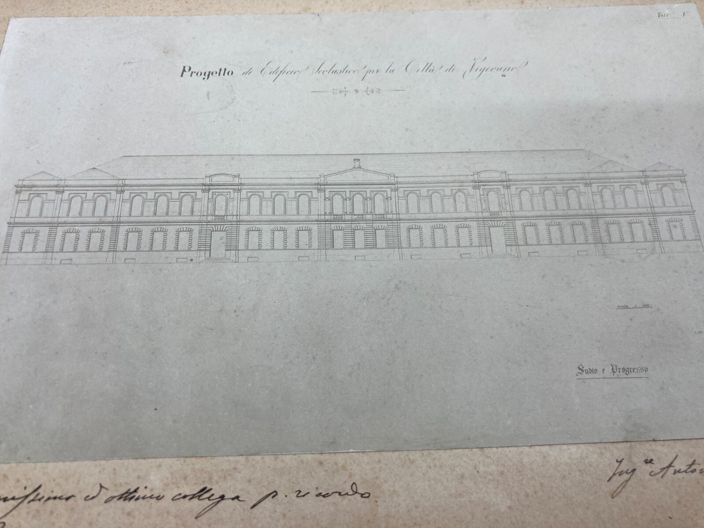Architettura, Ingegneria, Vigevano: Antico Progetto Di Edificio Scolastico Di Vinaccia
