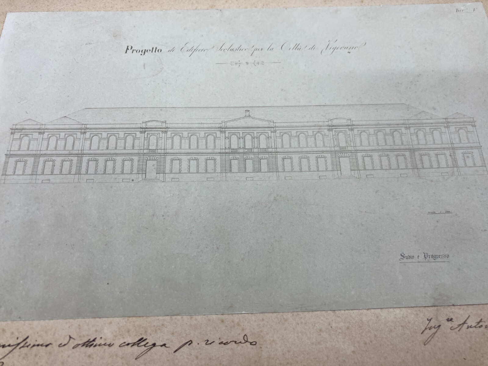 Architettura, Ingegneria, Vigevano: Antico Progetto Di Edificio Scolastico Di Vinaccia