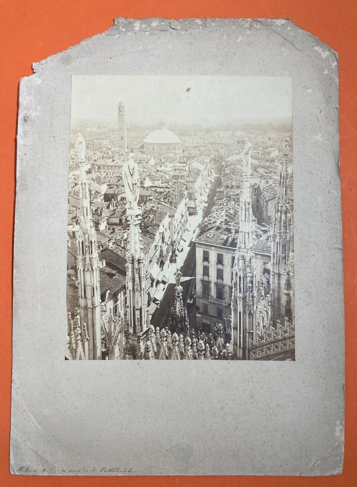 Antica Fotografia Originale: Milano, Prospettiva Dal Duomo