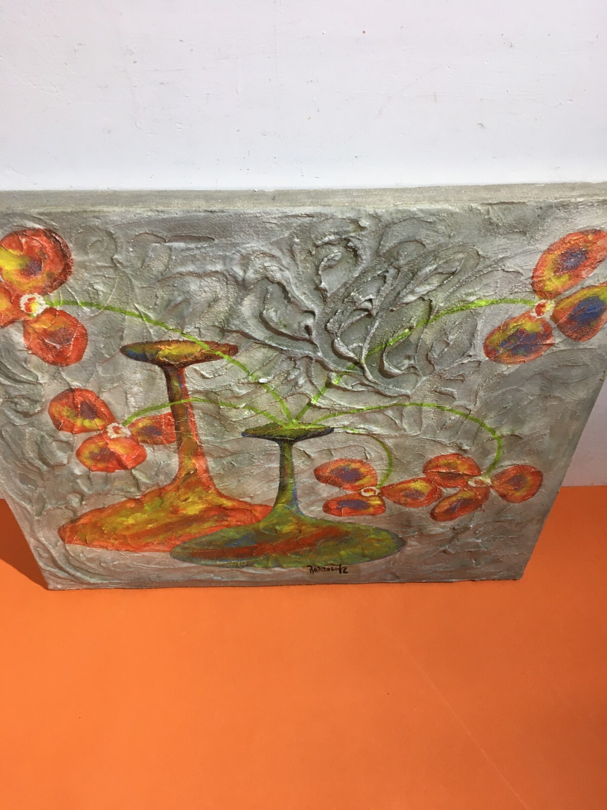 Arte: Piacevole Opera d'Arte, Soggetto Floreale Con Vasi O Bottiglie, Bartoli, 1972
