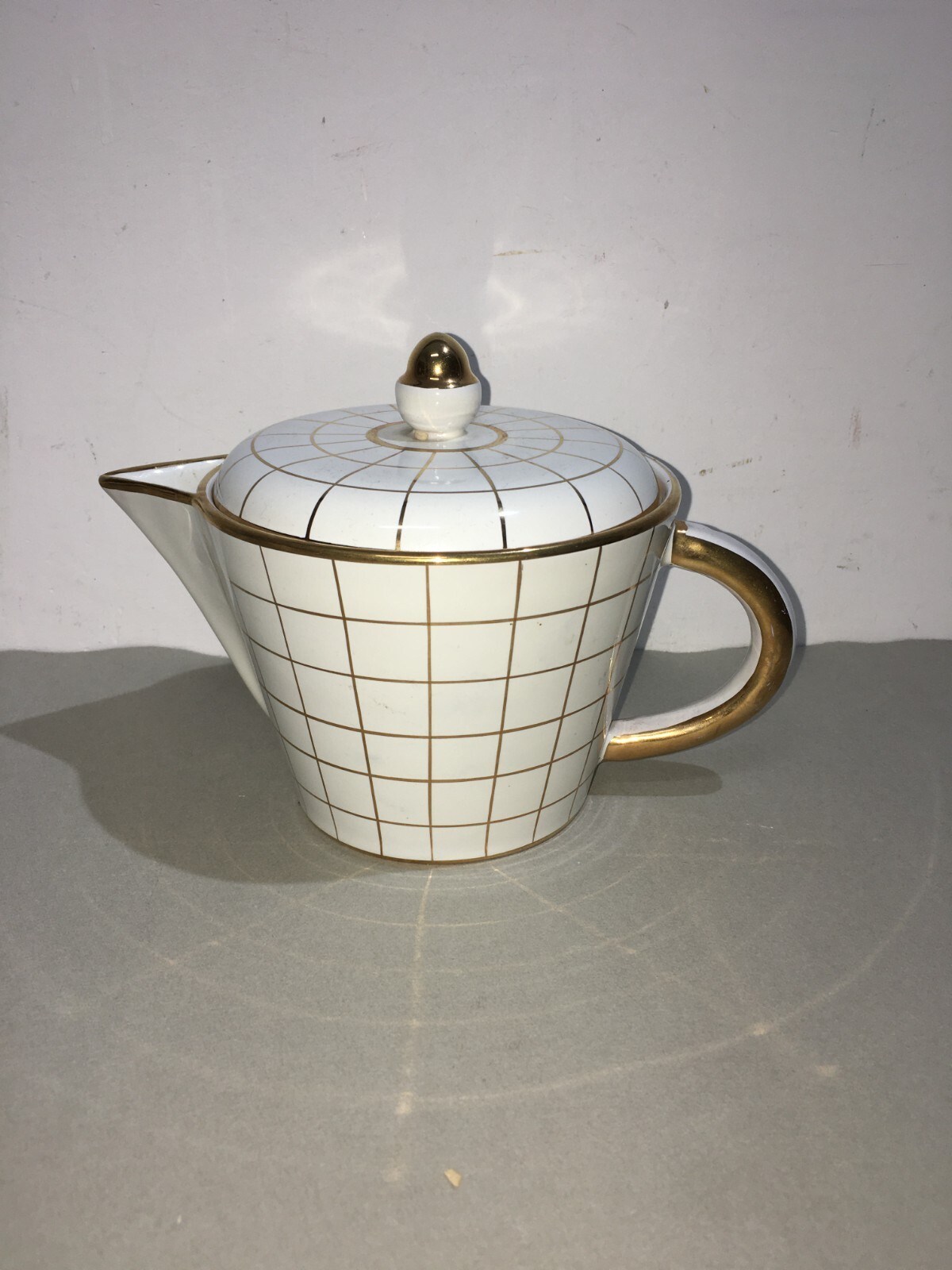Teiera In Ceramica Bianca E Oro, Ceramiche Fiorentine, Sesto Fiorentino